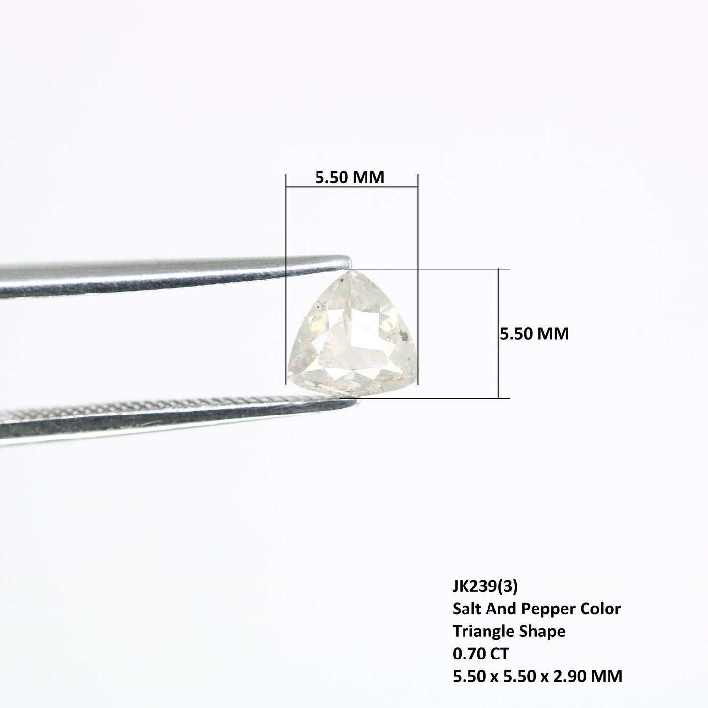 0.70 CT Salt And Pepper Triangle Shape 5.50 MM Diamond For Galaxy Ring - JayKrishna Diamond