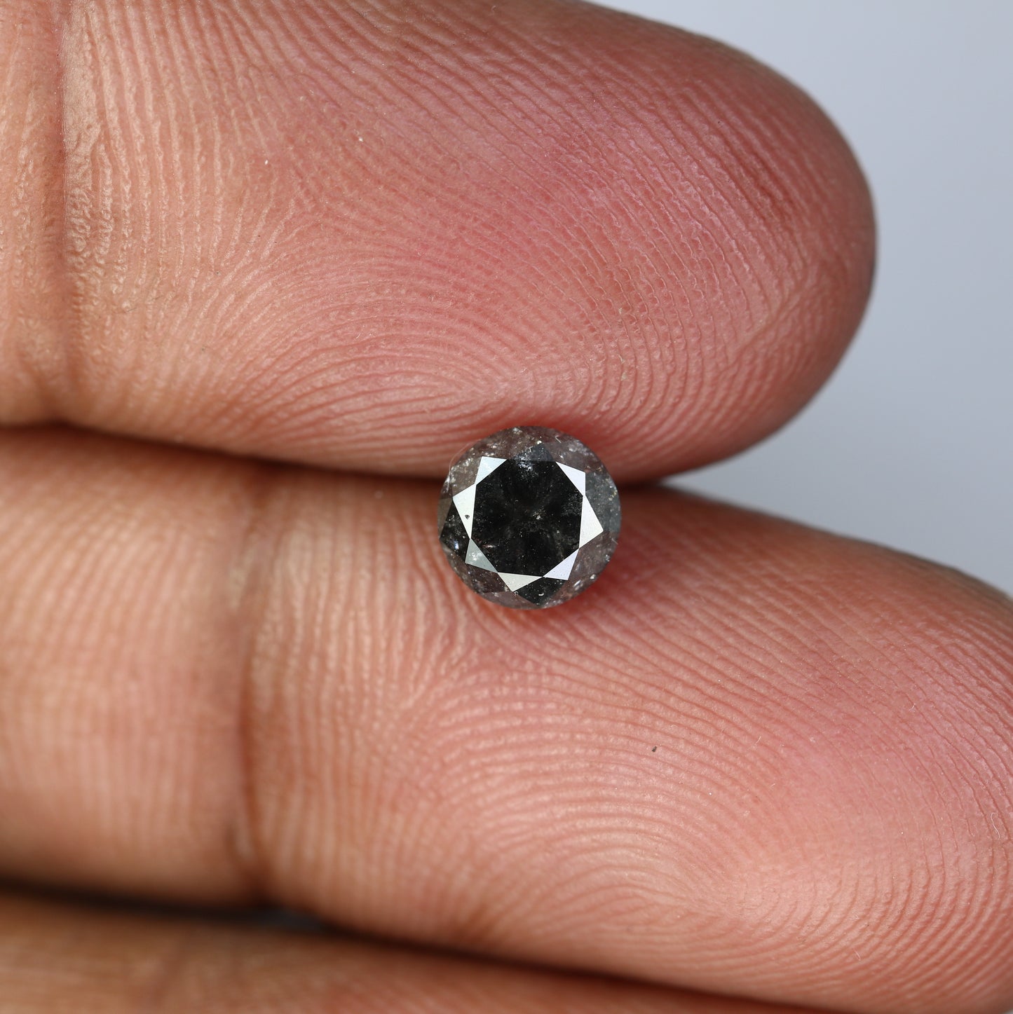 1.08 CT Salt And Pepper Round Brilliant Cut Diamond For Engagement Ring - JayKrishna Diamond