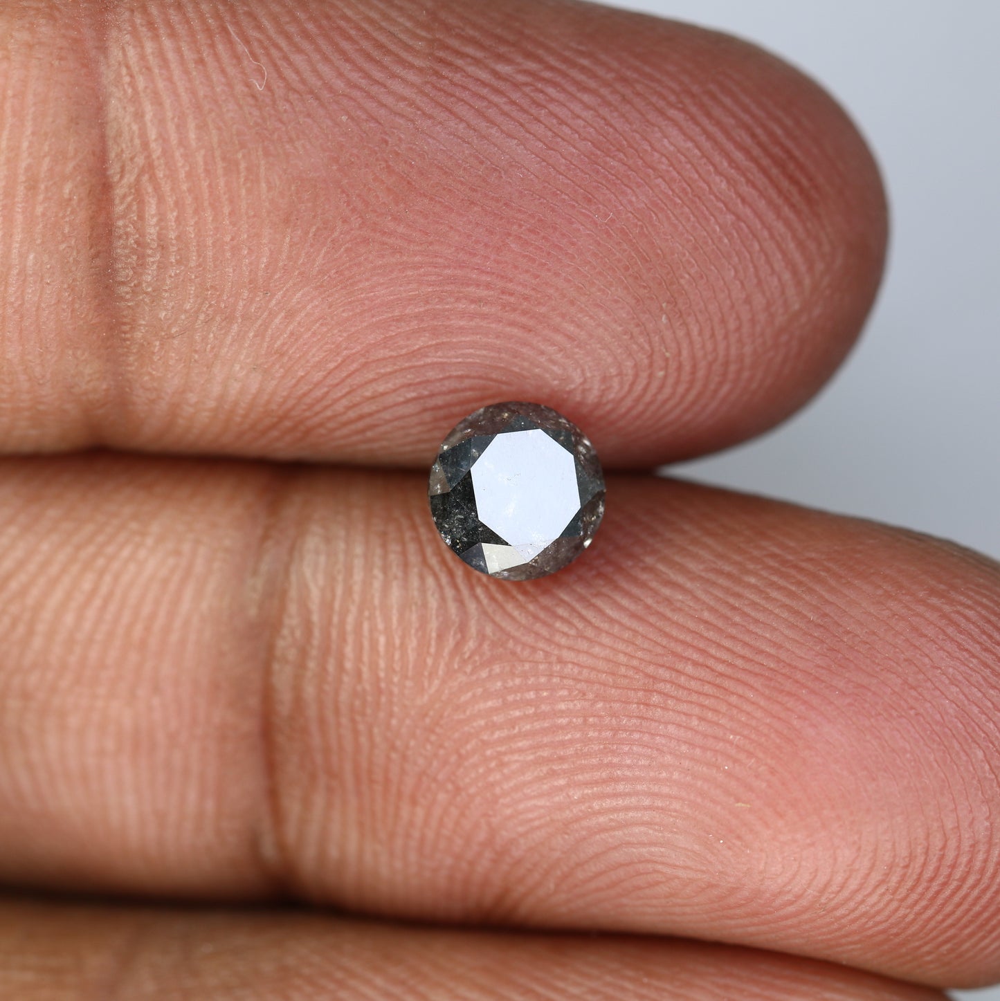 1.08 CT Salt And Pepper Round Brilliant Cut Diamond For Engagement Ring - JayKrishna Diamond
