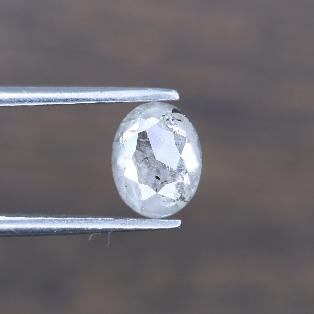 0.84 CT 6.40 MM Oval Cut Salt And Pepper Diamond For Wedding Ring - JayKrishna Diamond