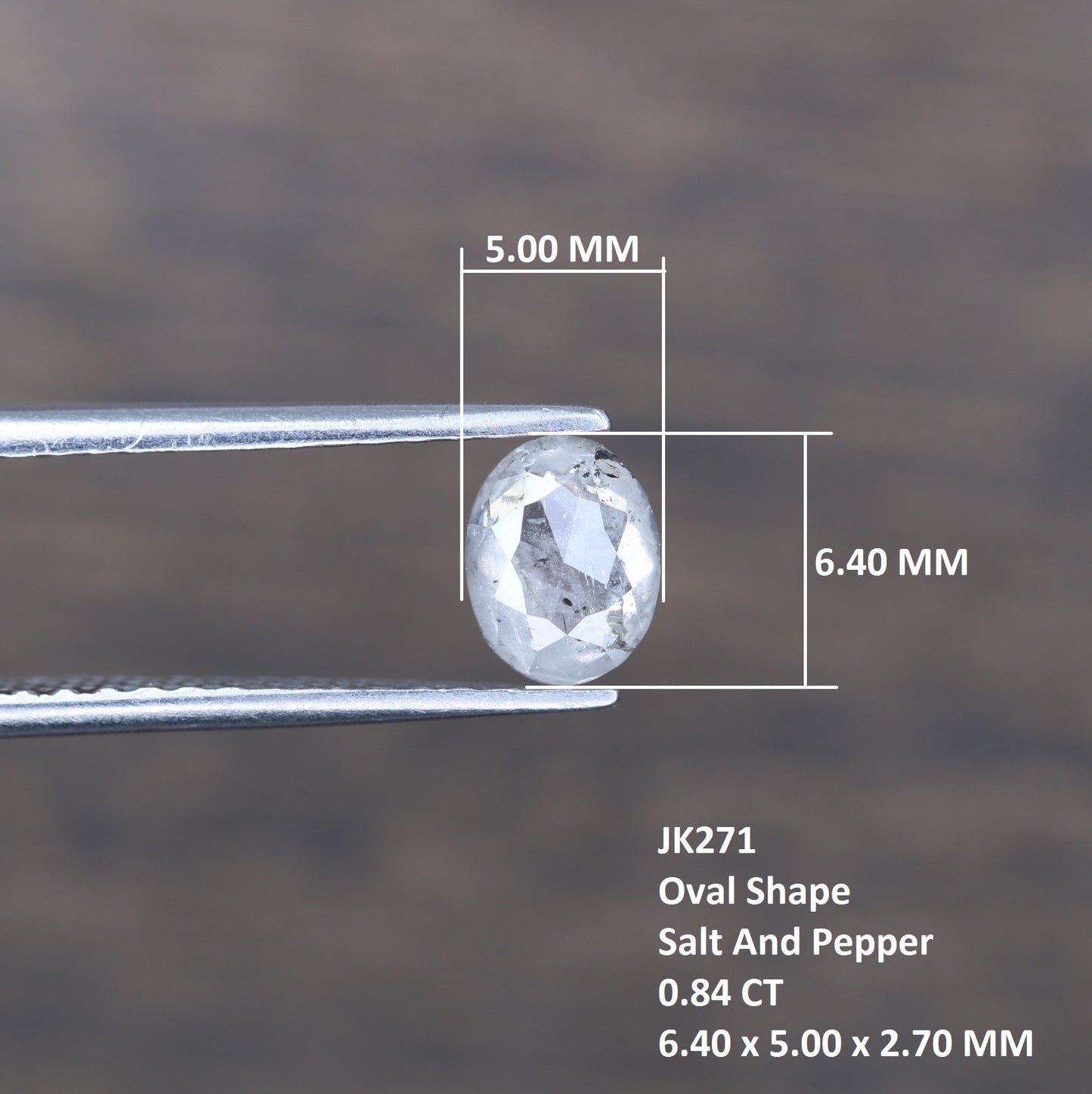 0.84 CT 6.40 MM Oval Cut Salt And Pepper Diamond For Wedding Ring - JayKrishna Diamond