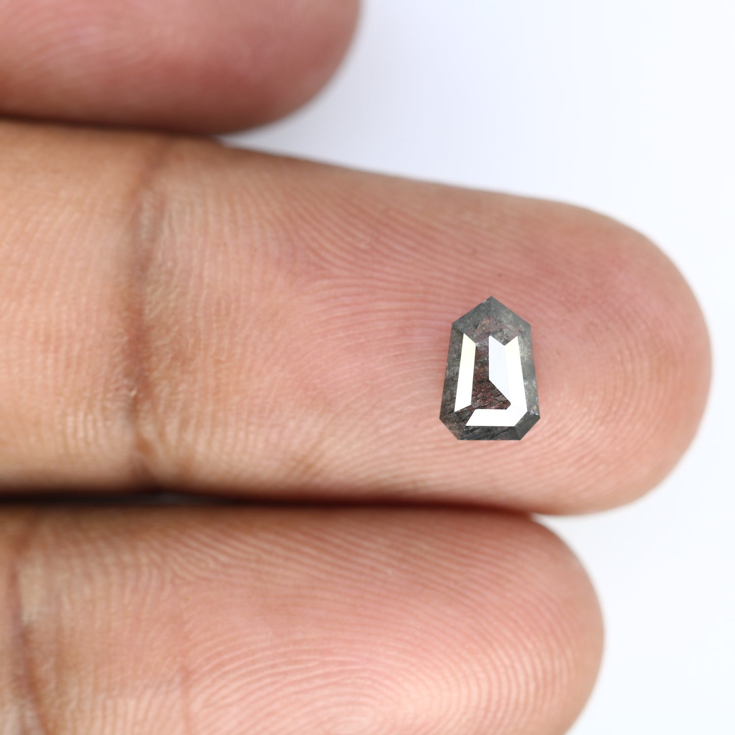 0.92 CT Salt And Pepper Shield Shaped 7.30 MM Diamond For Engagement Ring - JayKrishna Diamond