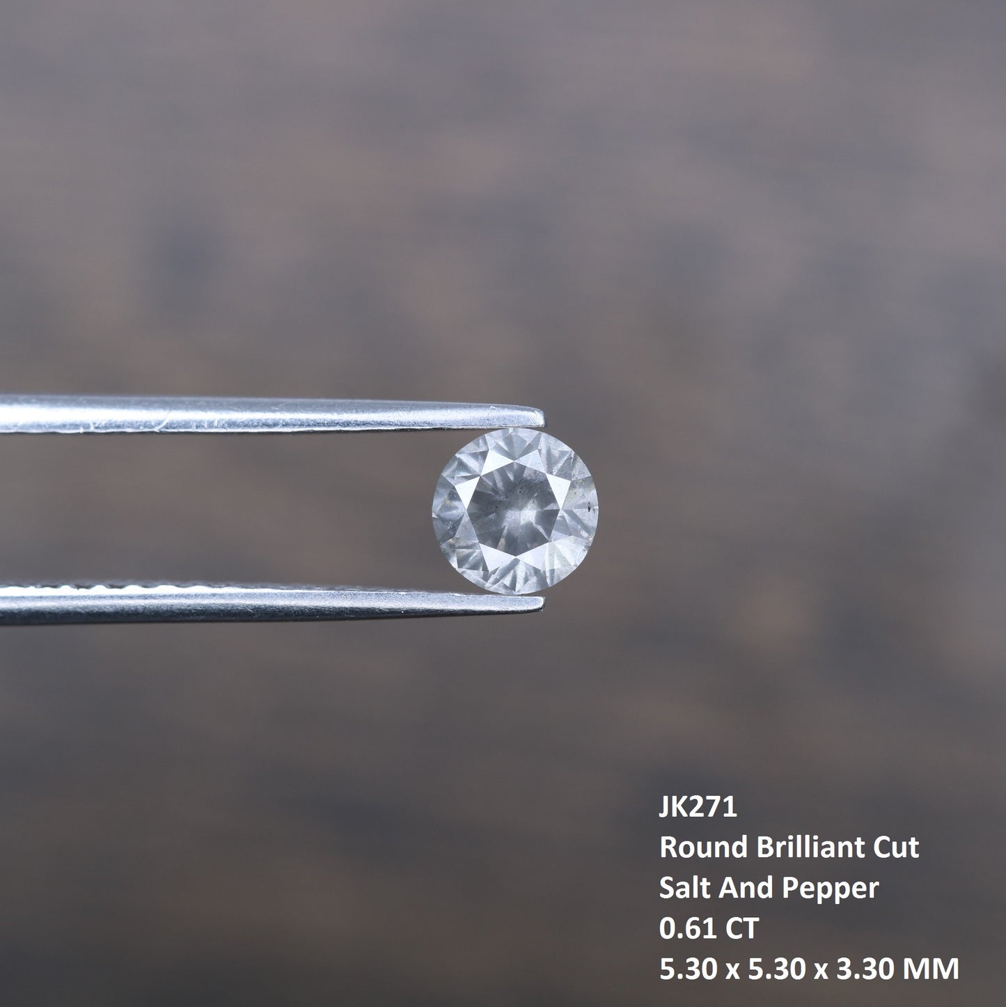 0.61 CT Natural Salt and Pepper Round Brilliant Cut Diamond (5.30 x 3.30 MM) for an Elegant Necklace: Unique Gemstone Jewelry - JayKrishna Diamond