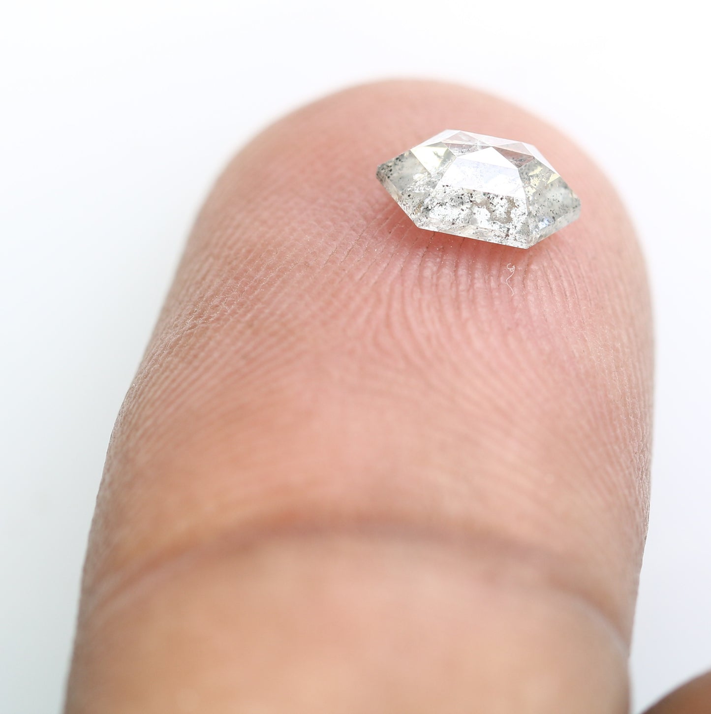 0.69 CT Salt And Pepper Elongated Hexagon Shape Diamond For Engagement Ring - JayKrishna Diamond
