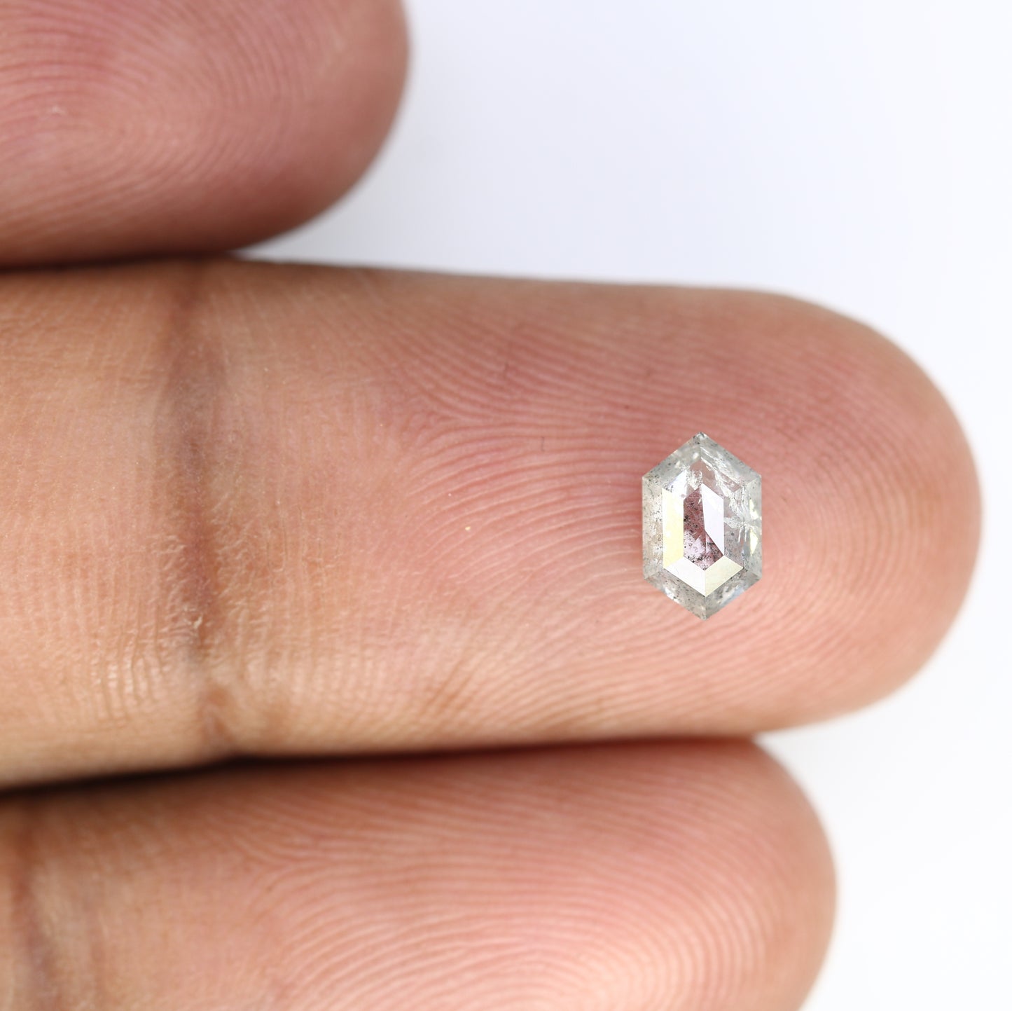 0.69 CT Salt And Pepper Elongated Hexagon Shape Diamond For Engagement Ring - JayKrishna Diamond