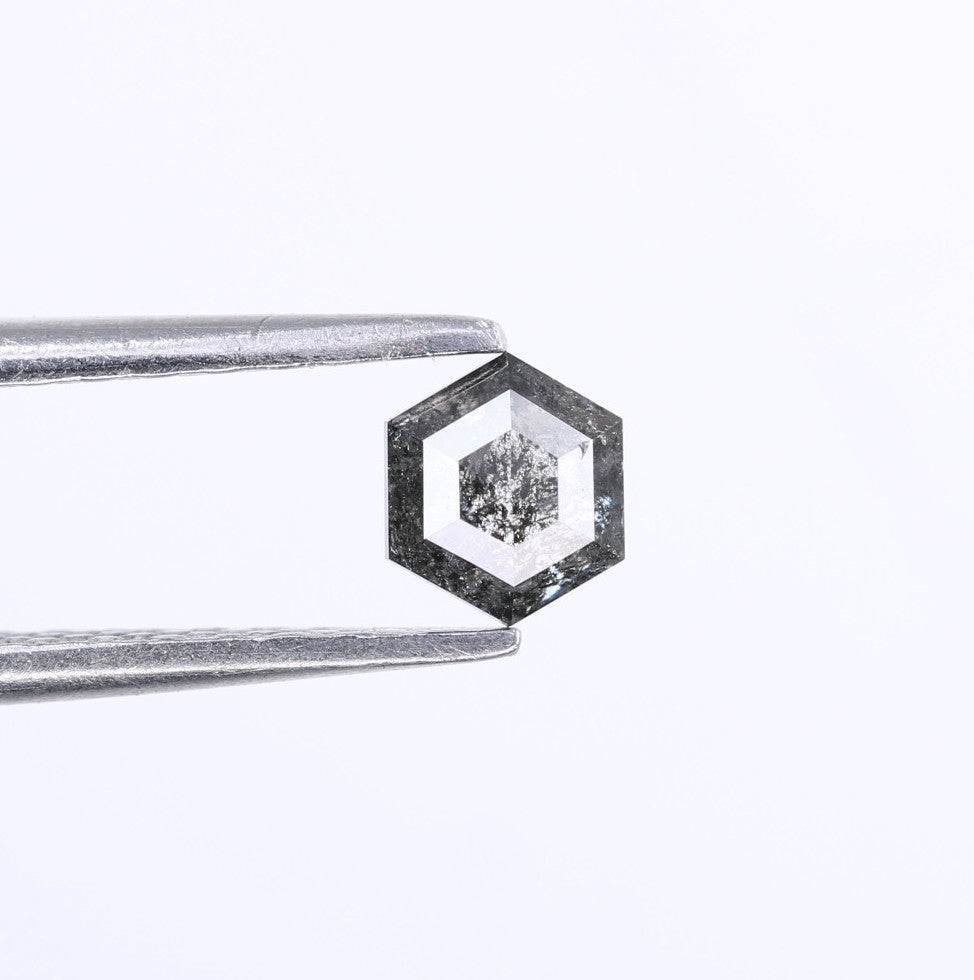 Unique 0.42 CT Hexagon Cut Salt & Pepper Diamond | Perfect for Engagement Rings - JayKrishna Diamond