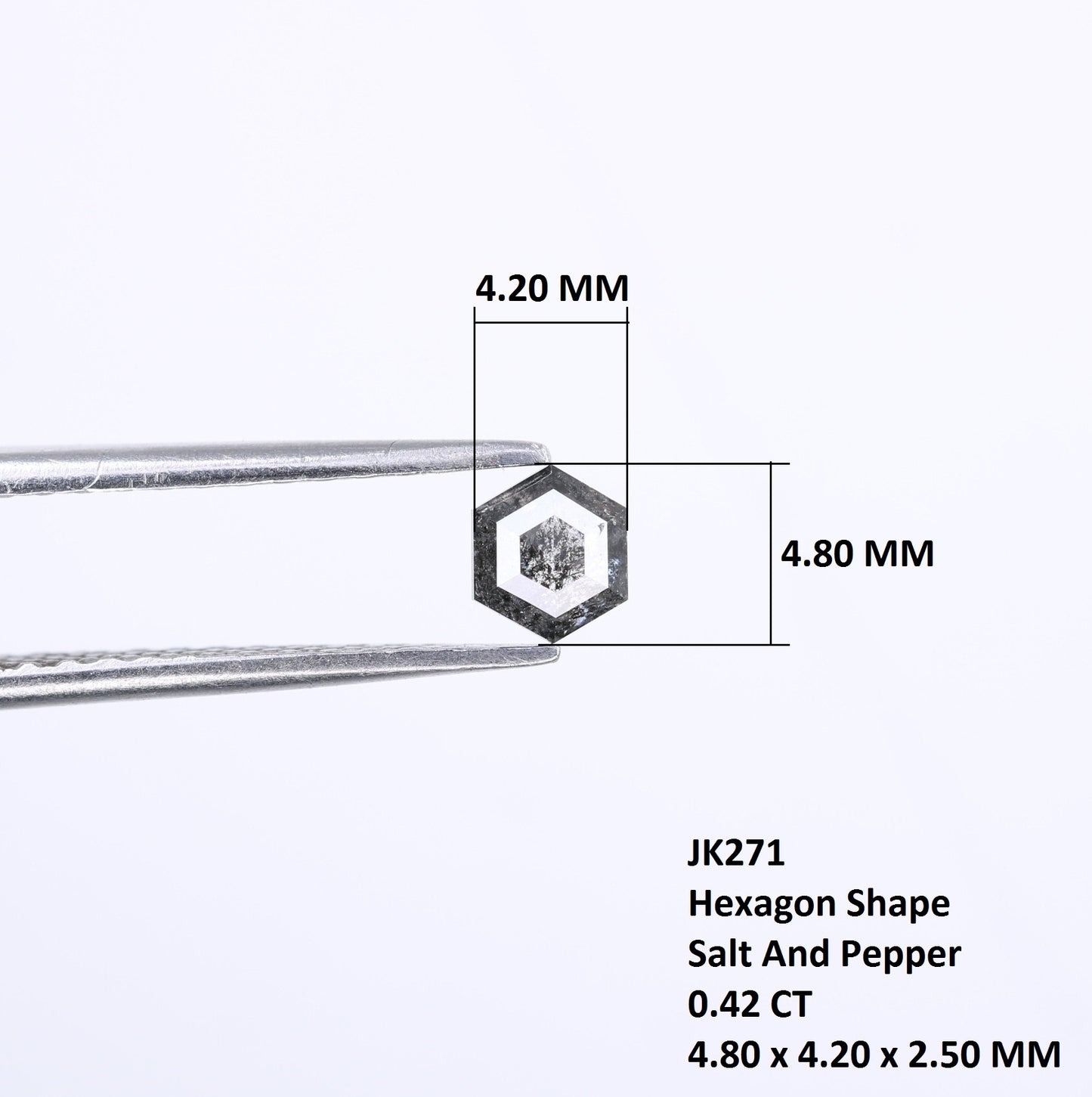 Unique 0.42 CT Hexagon Cut Salt & Pepper Diamond | Perfect for Engagement Rings - JayKrishna Diamond