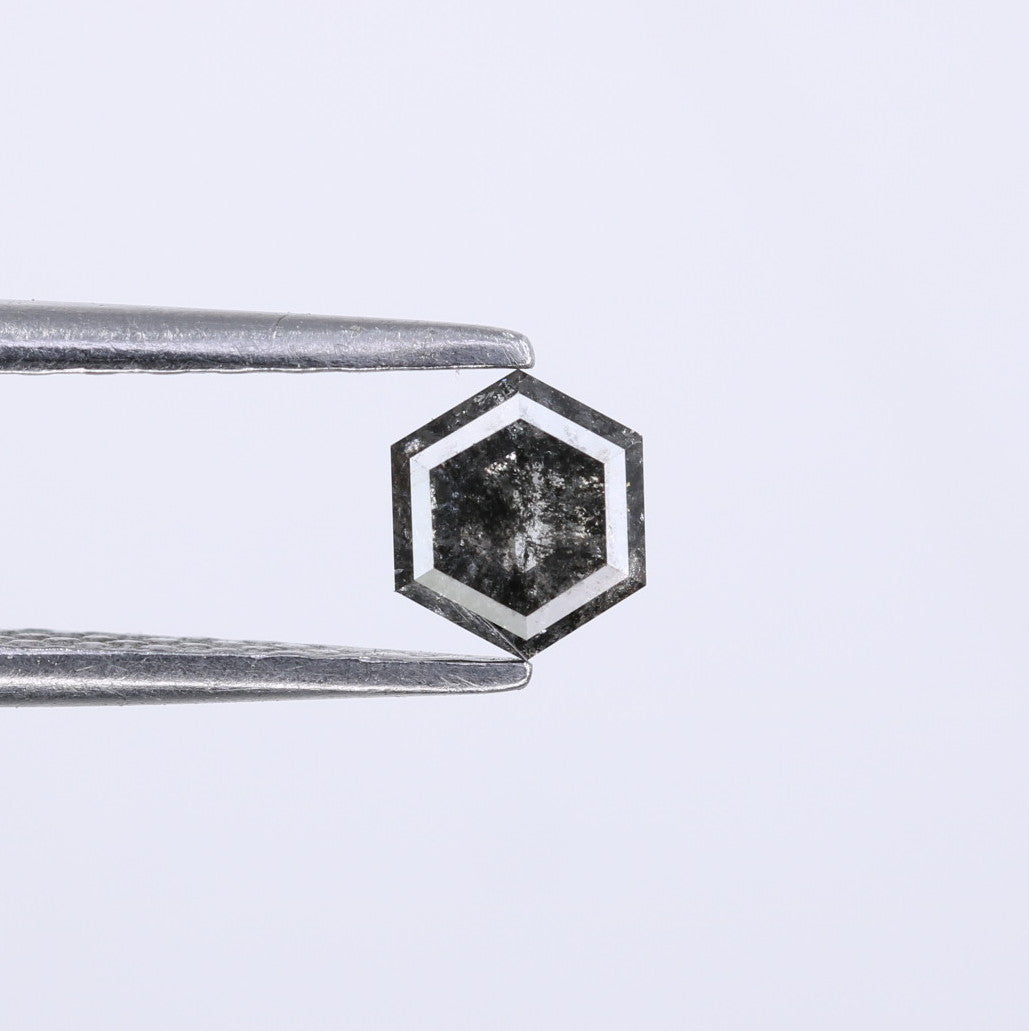 Unique 0.42 CT Hexagon Cut Salt & Pepper Diamond | Perfect for Engagement Rings - JayKrishna Diamond