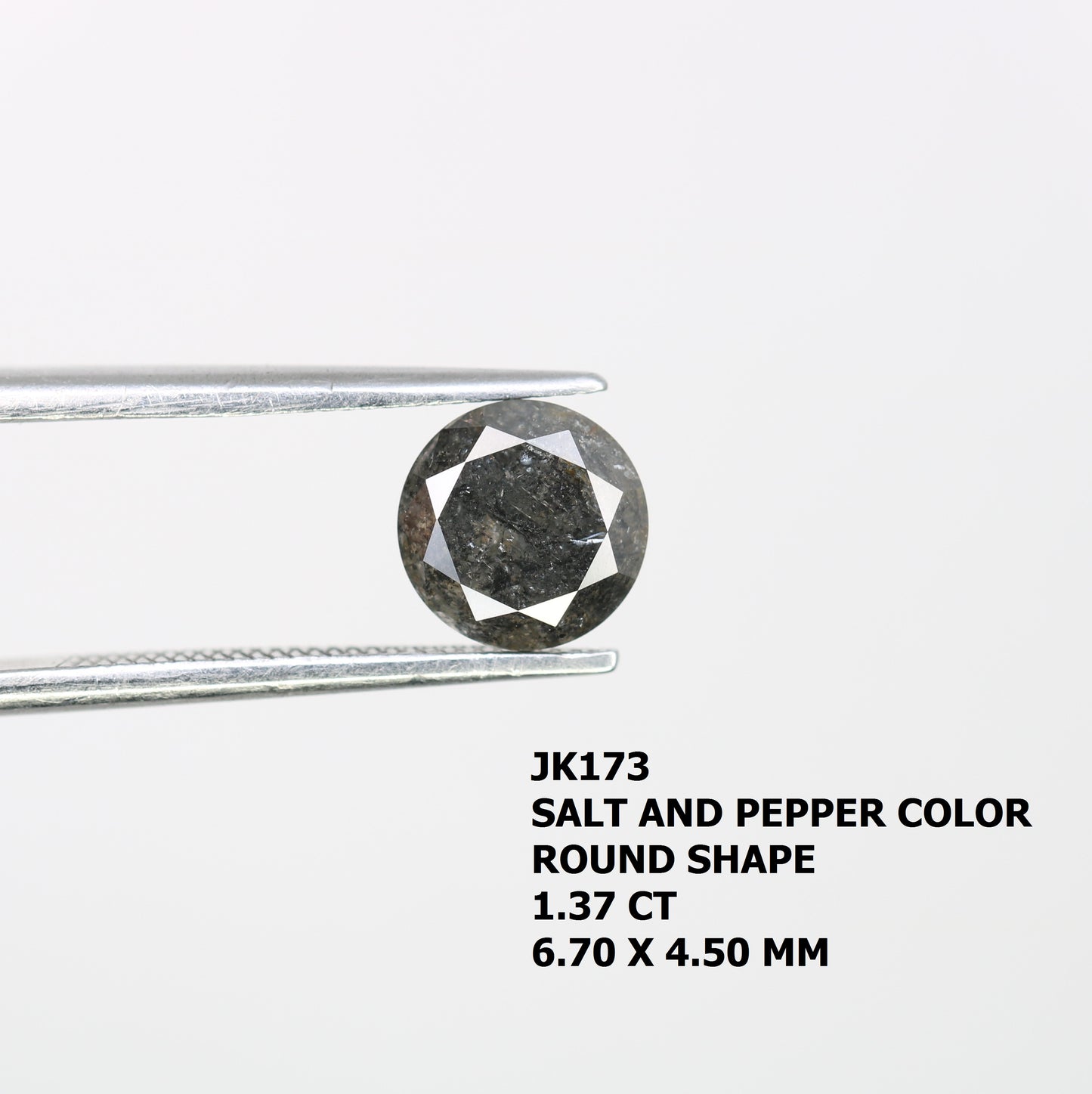 1.37 CT Natural Salt And Pepper Round Brilliant Cut Diamond For Engagement Ring - JayKrishna Diamond