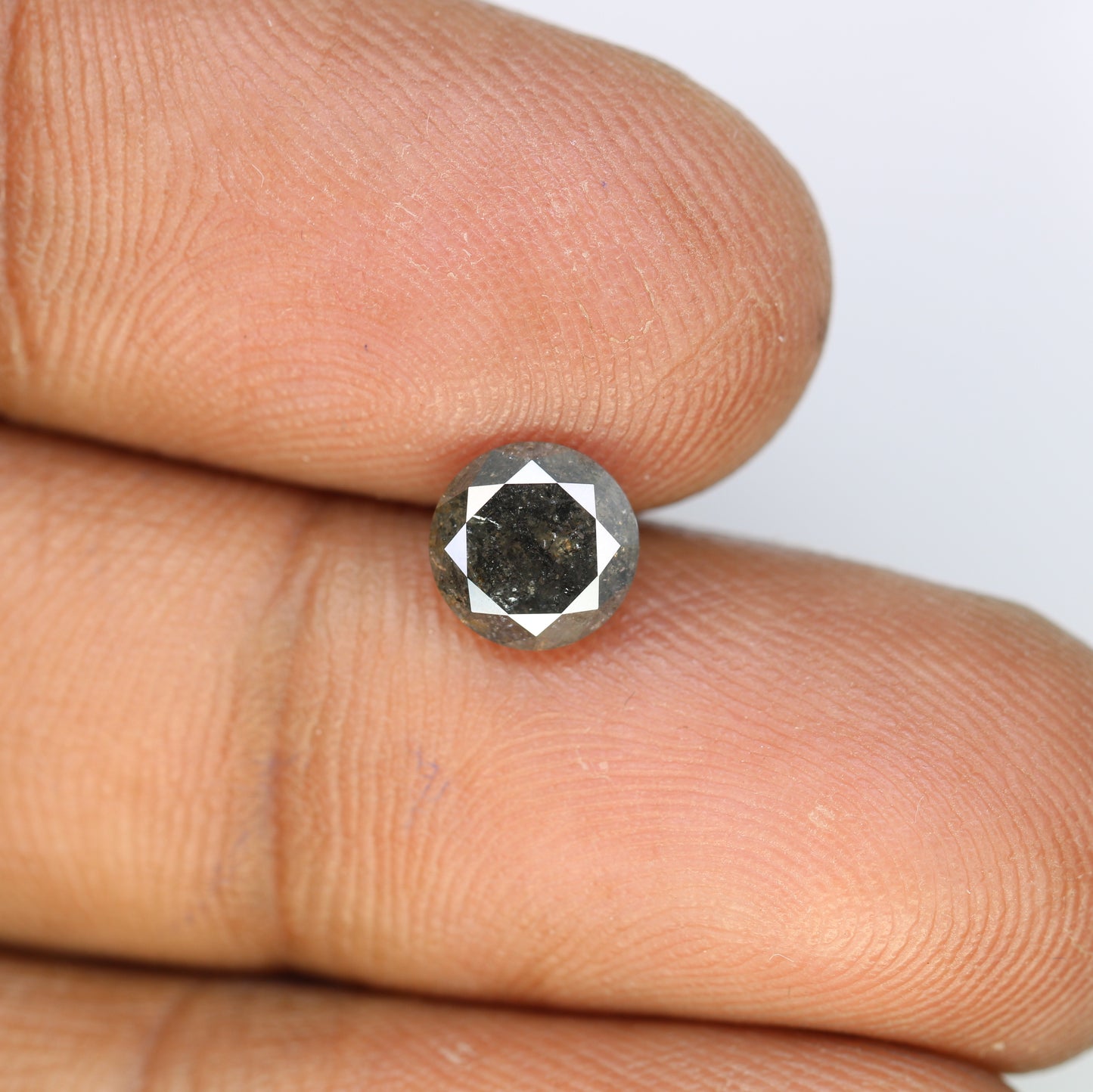 1.37 CT Natural Salt And Pepper Round Brilliant Cut Diamond For Engagement Ring - JayKrishna Diamond