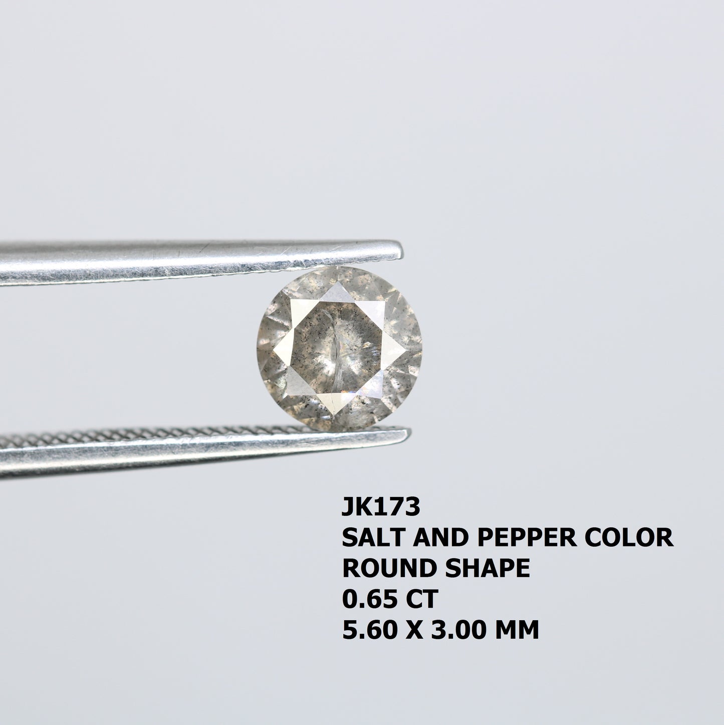 0.65 CT Salt and Pepper Loose Round Brilliant Cut Diamond for Engagement Ring - Unique Gemstone for Custom Bridal Jewelry - JayKrishna Diamond