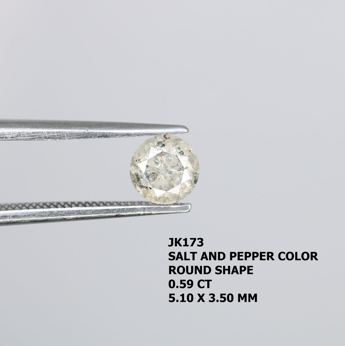 0.59 CT Natural Round Brilliant Cut Salt and Pepper Diamond – Elegant Loose Gem for Unique Engagement Rings - JayKrishna Diamond