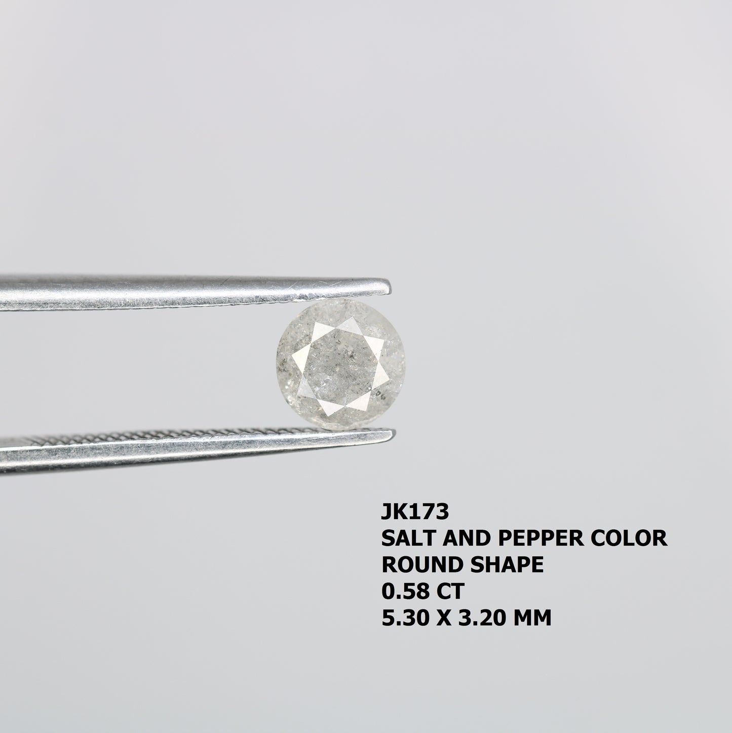 0.58 CT Round Brilliant Cut Natural Salt and Pepper Diamond – Elegant Loose Gem for Unique Engagement Rings - JayKrishna Diamond