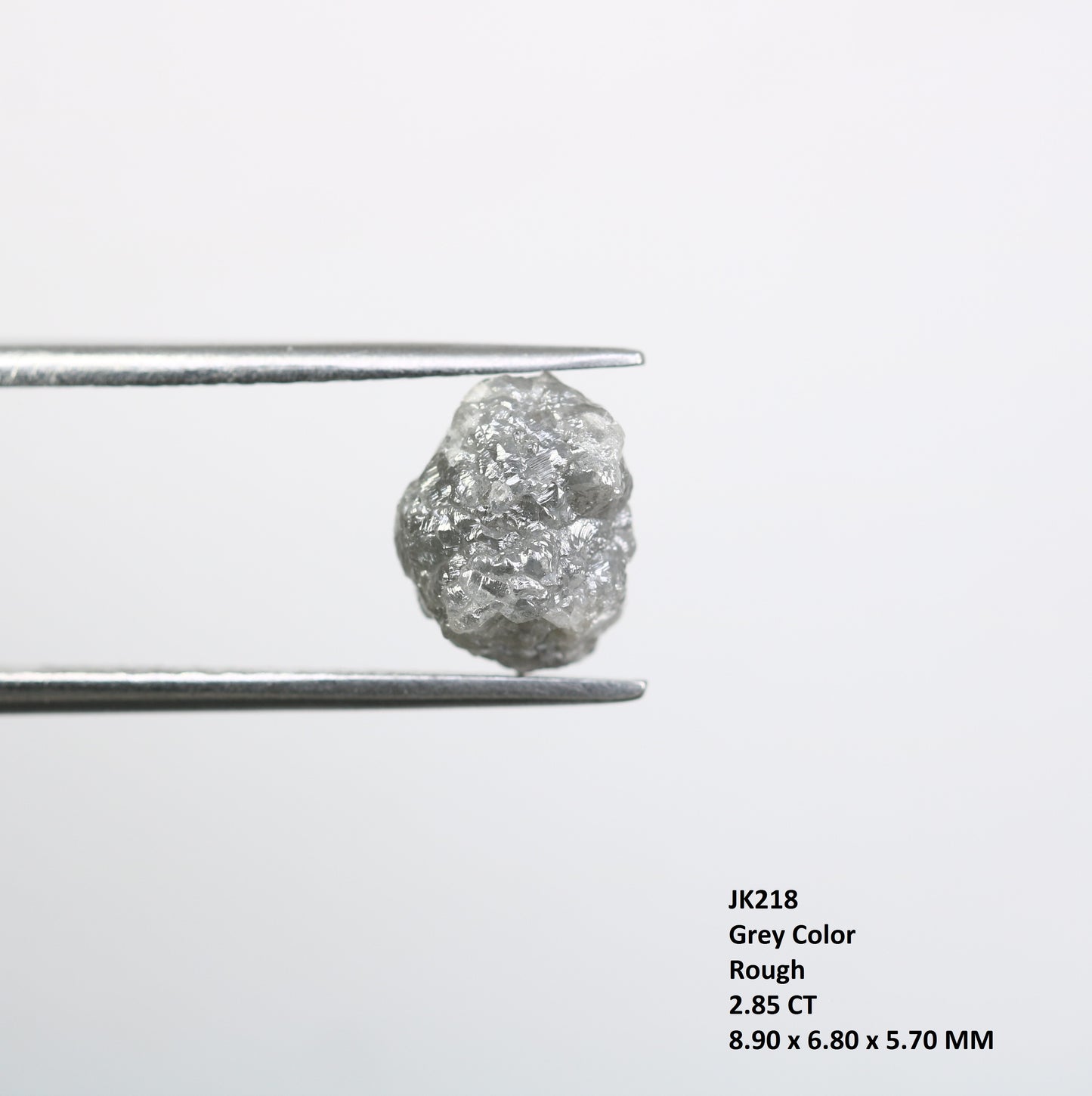 2.85 CT Uncut Rough Raw Grey Diamond For Engagement Ring - JayKrishna Diamond