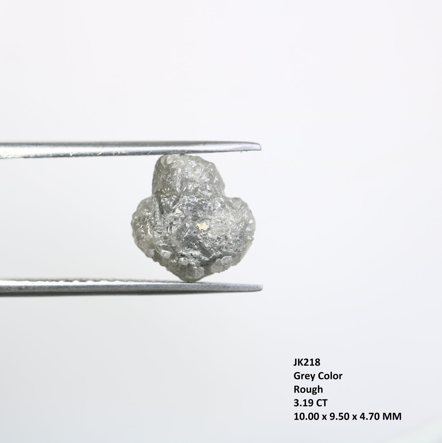 3.19 CT Rough Irregular Cut Grey Raw Diamond For Engagement Ring - JayKrishna Diamond