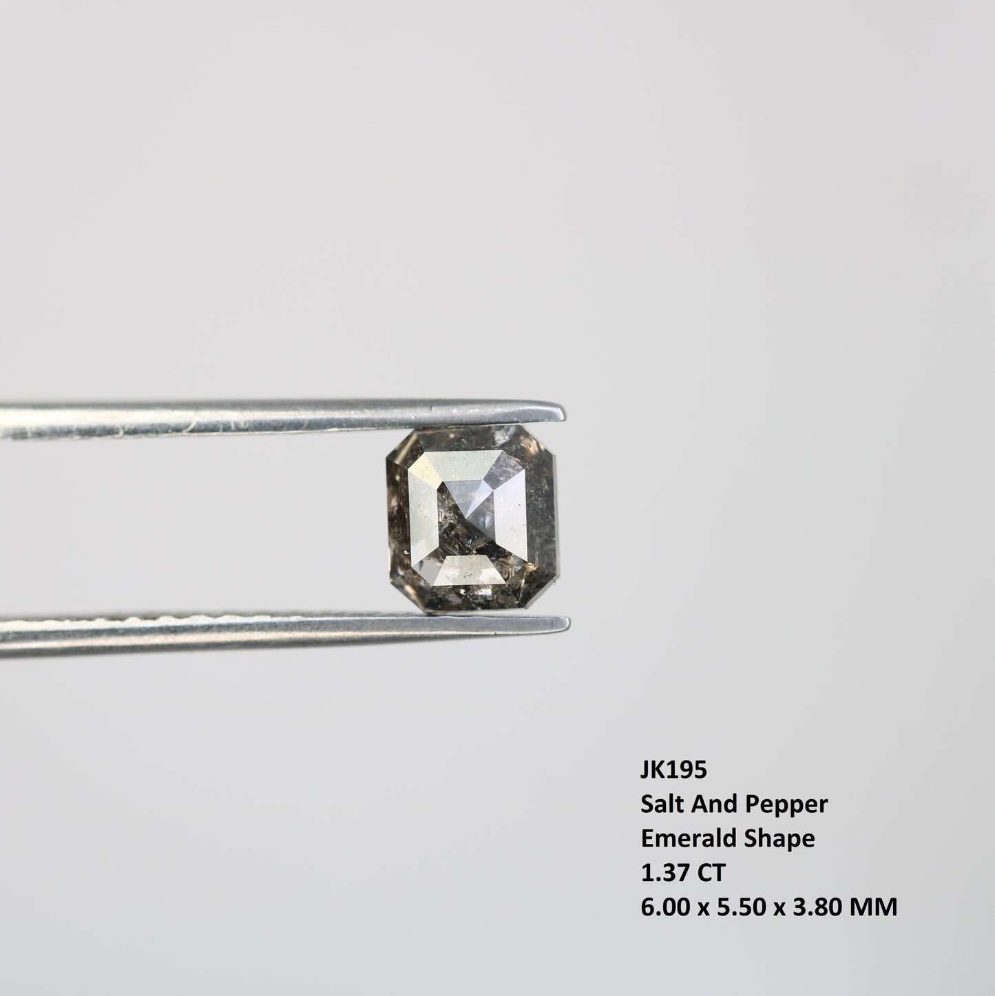 1.37 CT Salt And Pepper Emerald Shape Diamond For Engagement Ring - JayKrishna Diamond
