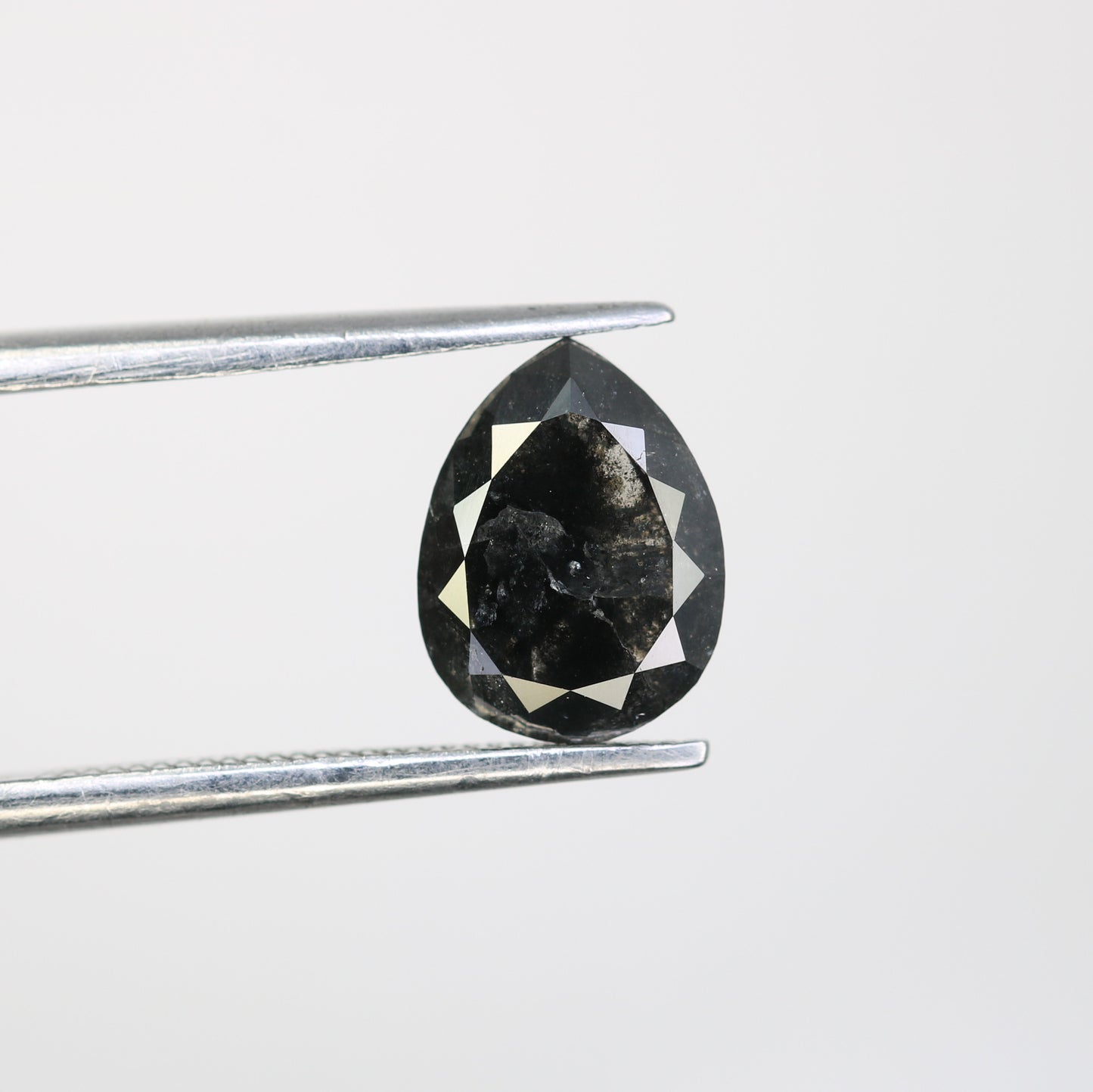1.96 CT Pear Cut Diamond Salt And Pepper Diamond For Engagement Ring - JayKrishna Diamond