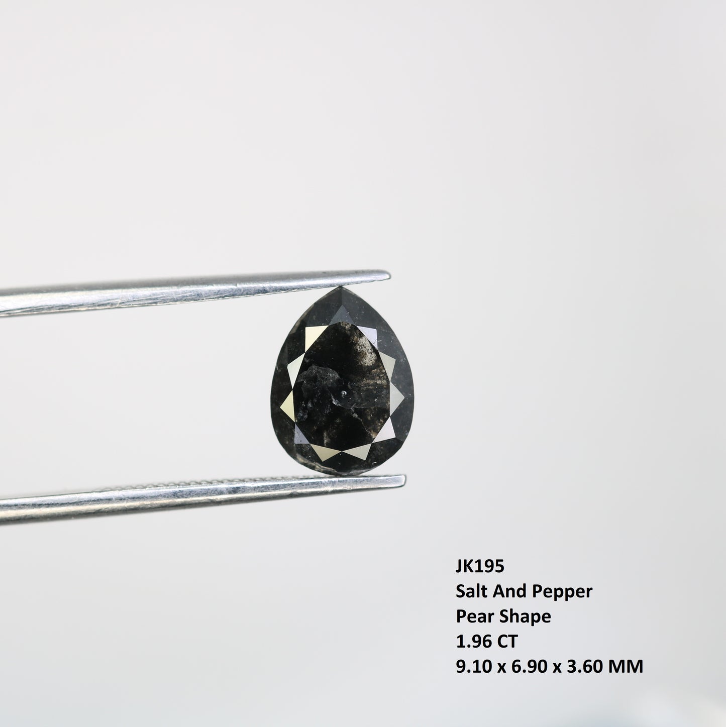1.96 CT Pear Cut Diamond Salt And Pepper Diamond For Engagement Ring - JayKrishna Diamond