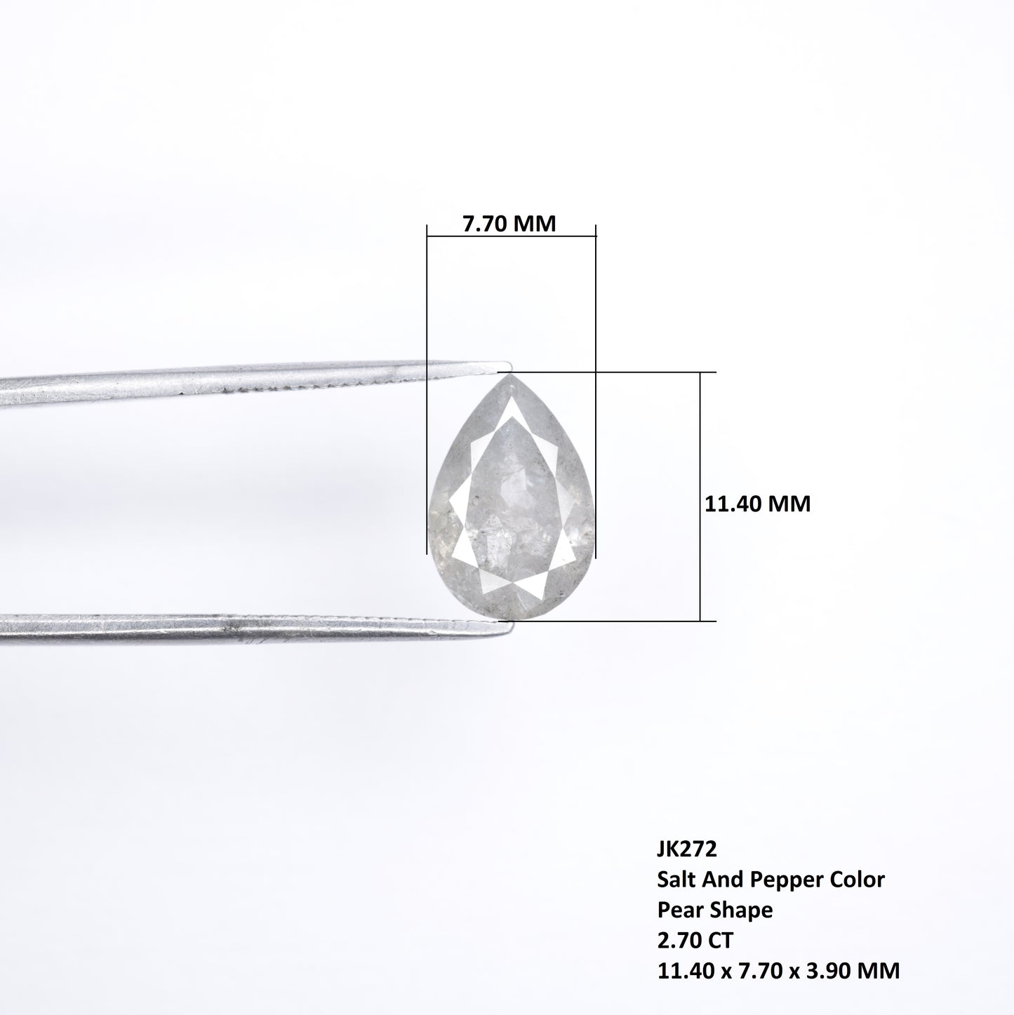 2.70 CT Unique Pear Shape Salt And Pepper Diamond For Wedding Anniversary Ring - JayKrishna Diamond
