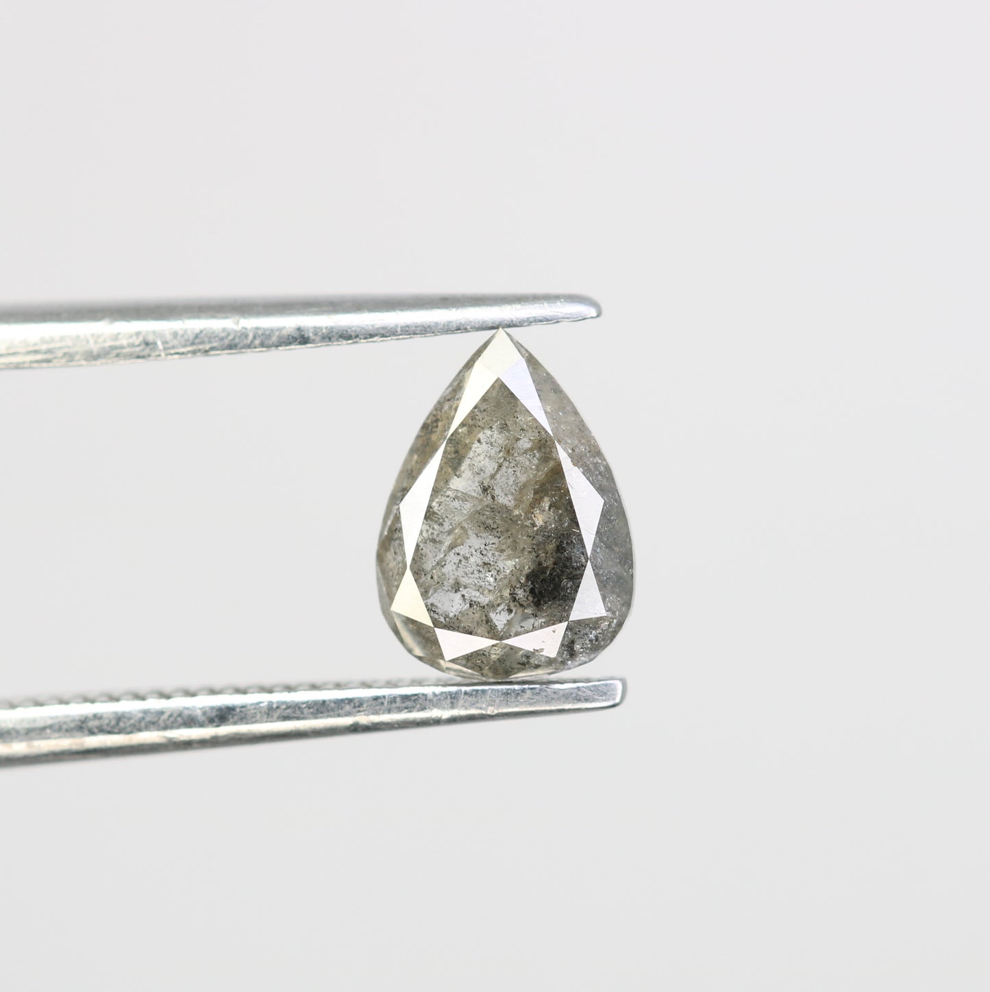 0.88 CT Salt And Pepper Pear Cut Natural Diamond For Engagement Ring - JayKrishna Diamond