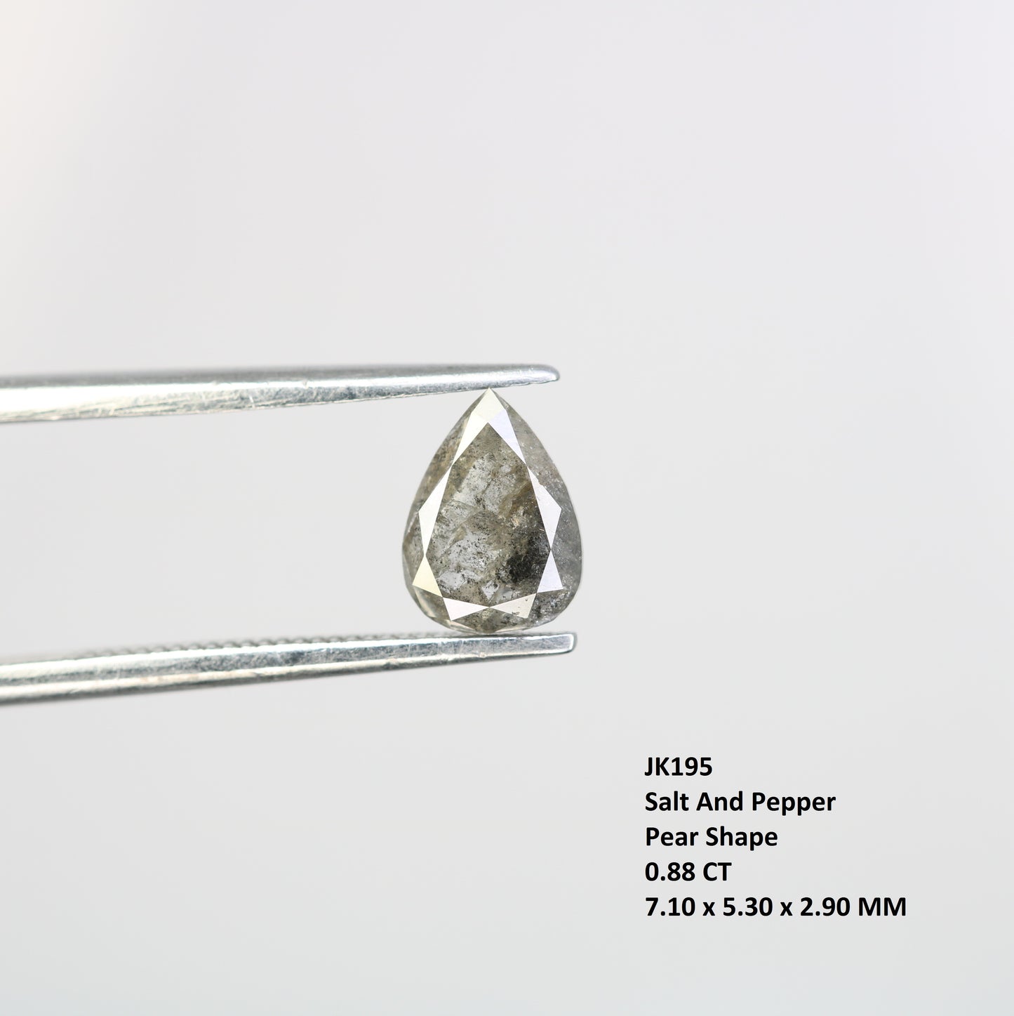 0.88 CT Salt And Pepper Pear Cut Natural Diamond For Engagement Ring - JayKrishna Diamond