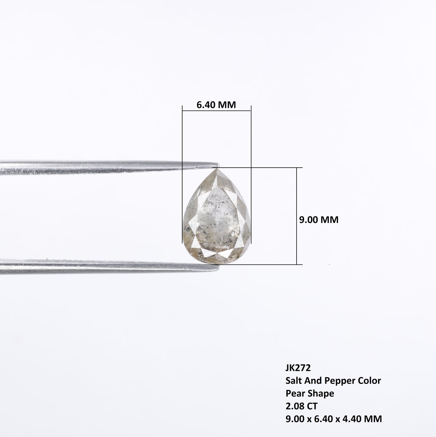 2.08 CT Natural Salt And Pepper Fancy Pear Shape Diamond For Wedding Ring - JayKrishna Diamond