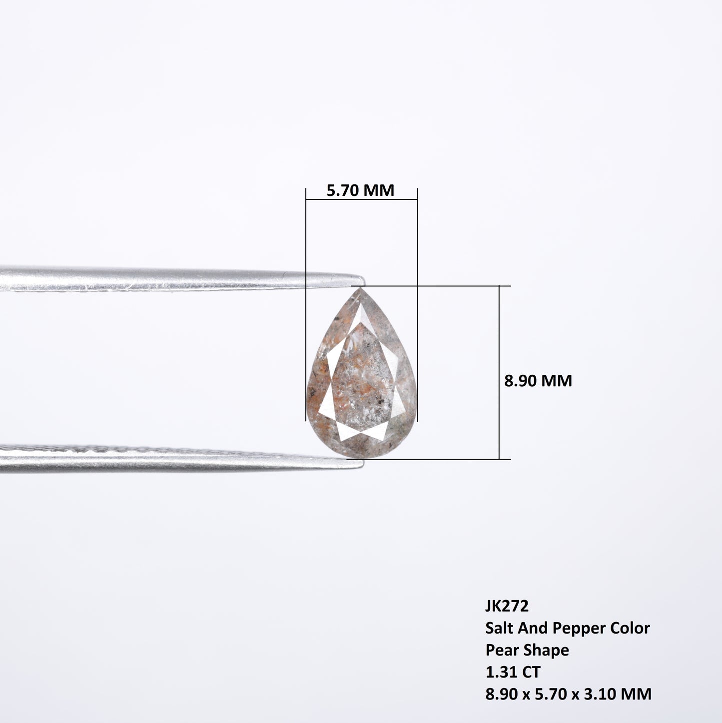 1.31 CT Fancy Pear Shape Salt And Pepper Diamond For Wedding Ring - JayKrishna Diamond
