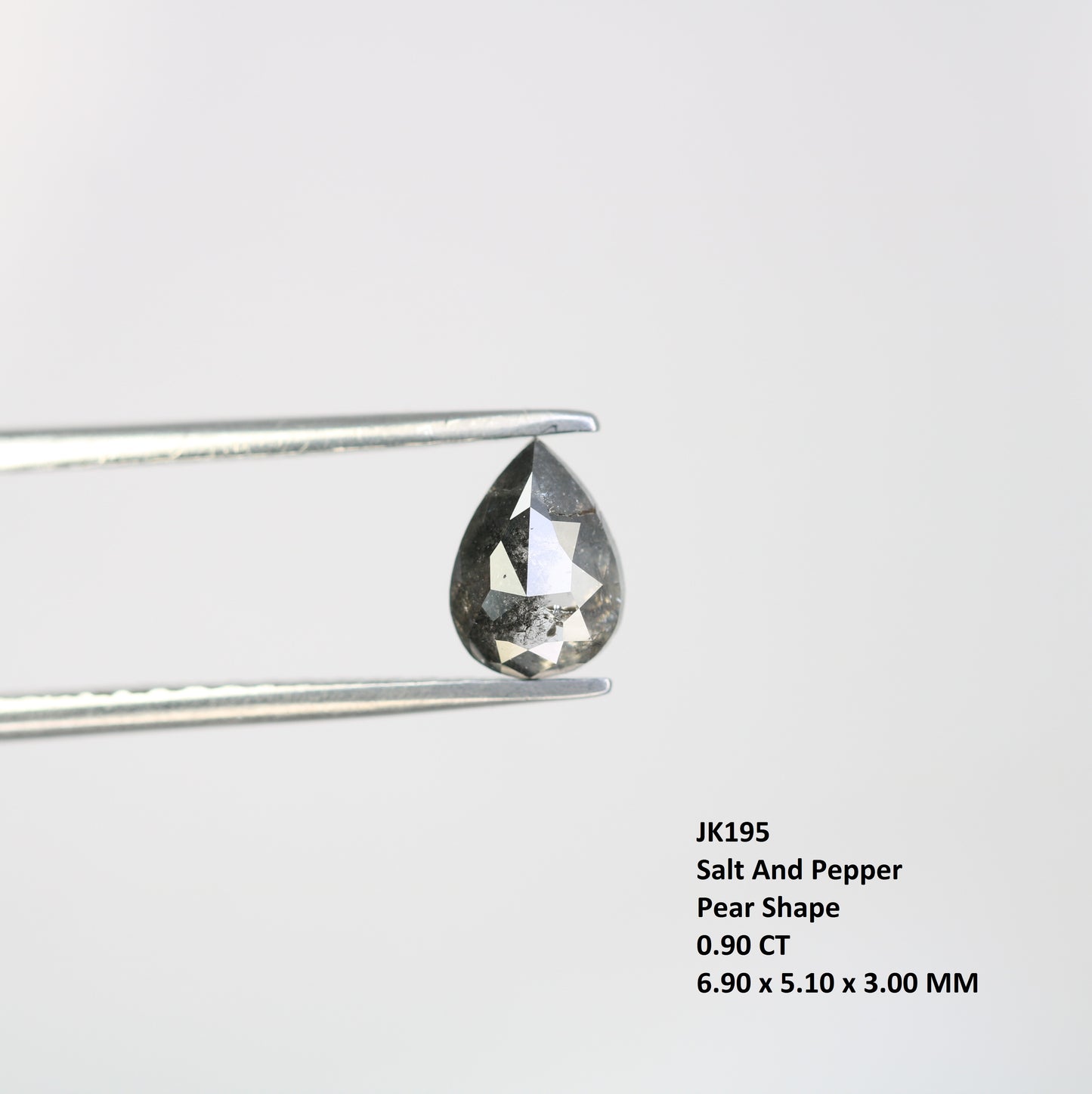 0.90 CT Salt And Pepper Loose Pear Cut Diamond For Engagement Ring - JayKrishna Diamond