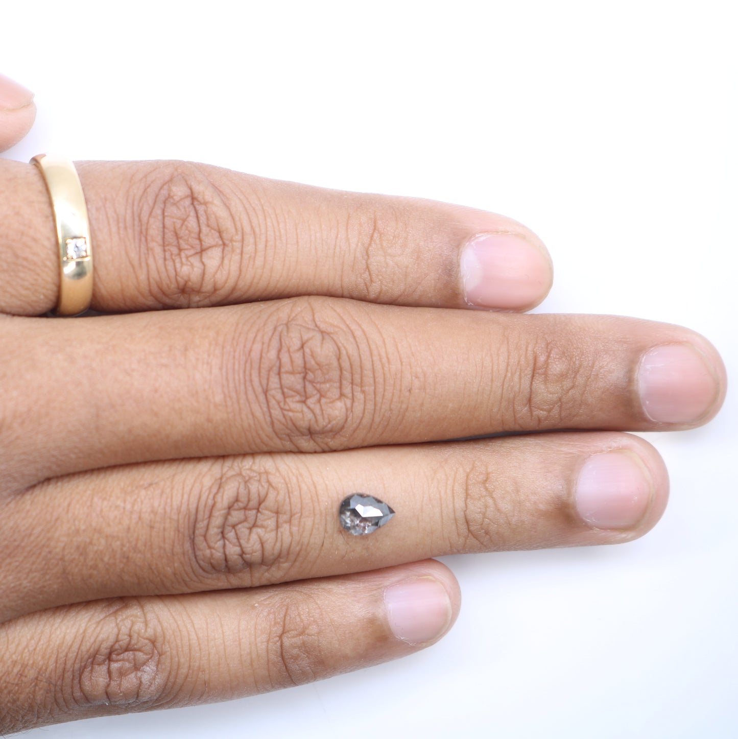 0.90 CT Salt And Pepper Loose Pear Cut Diamond For Engagement Ring - JayKrishna Diamond