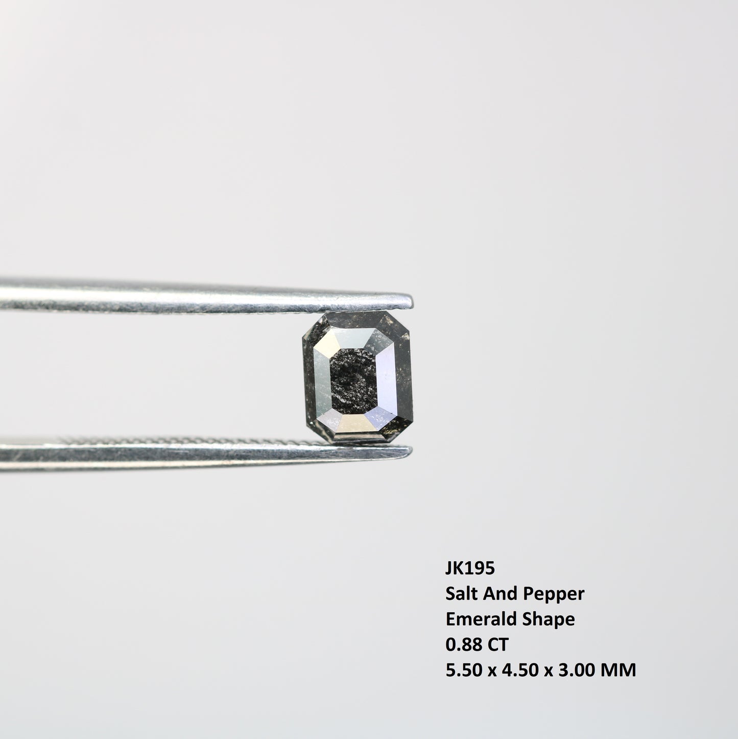 0.88 CT Salt And Pepper Emerald Cut Natural Diamond For Engagement Ring - JayKrishna Diamond