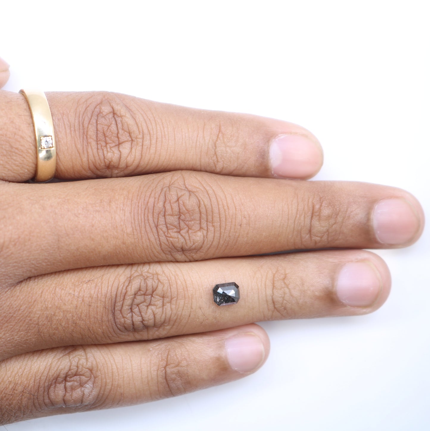 0.88 CT Salt And Pepper Emerald Cut Natural Diamond For Engagement Ring - JayKrishna Diamond