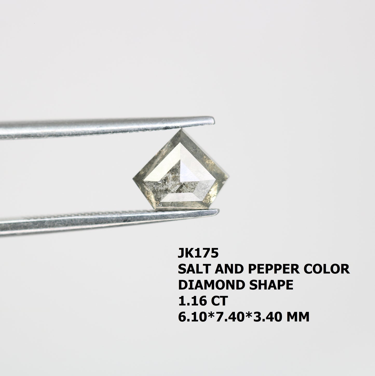 1.16 CT Diamond Shape Salt And Pepper Diamond For Engagement Ring - JayKrishna Diamond