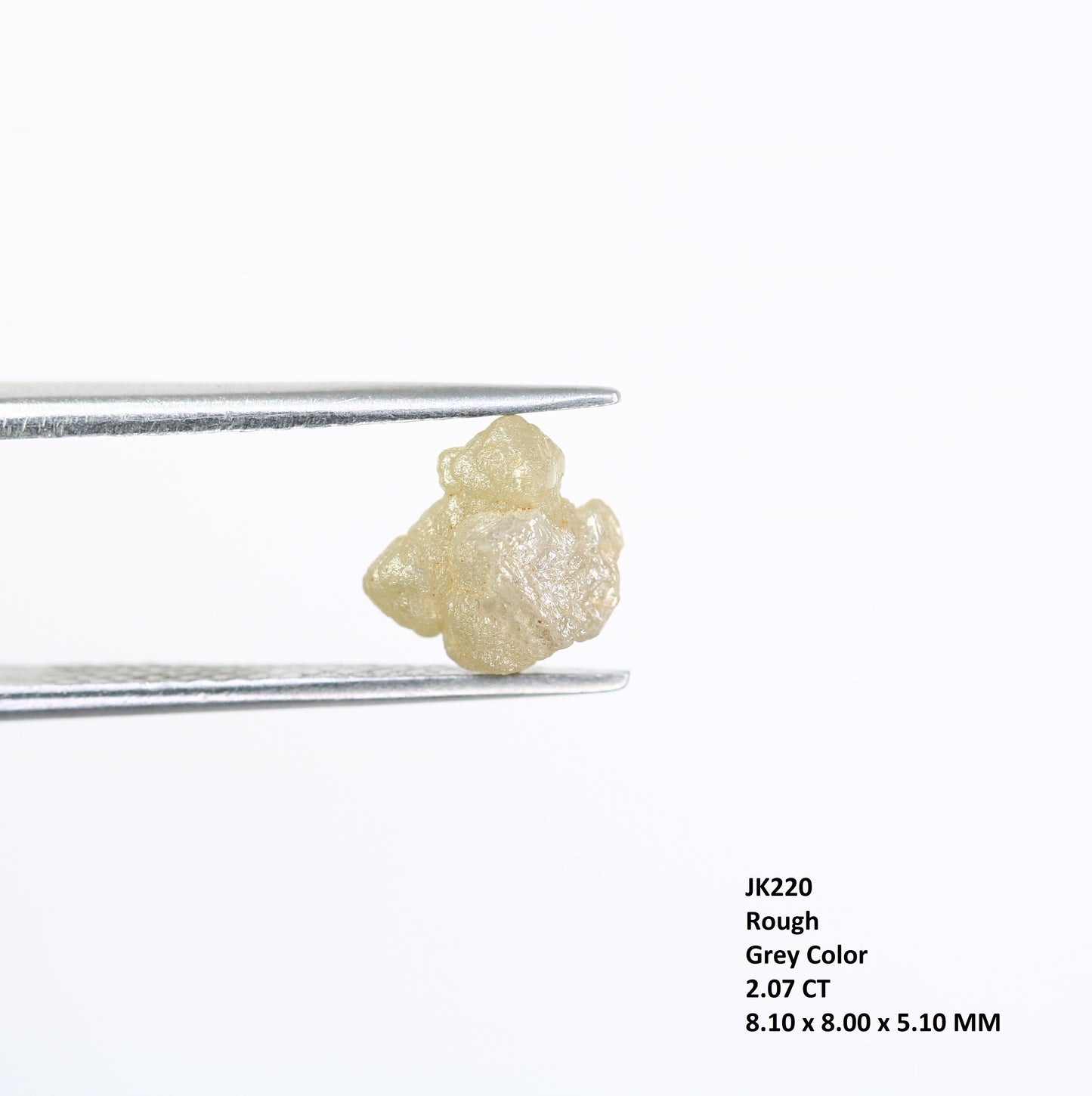 2.07 CT Uncut Grey Rough Diamond For Engagement Ring - JayKrishna Diamond