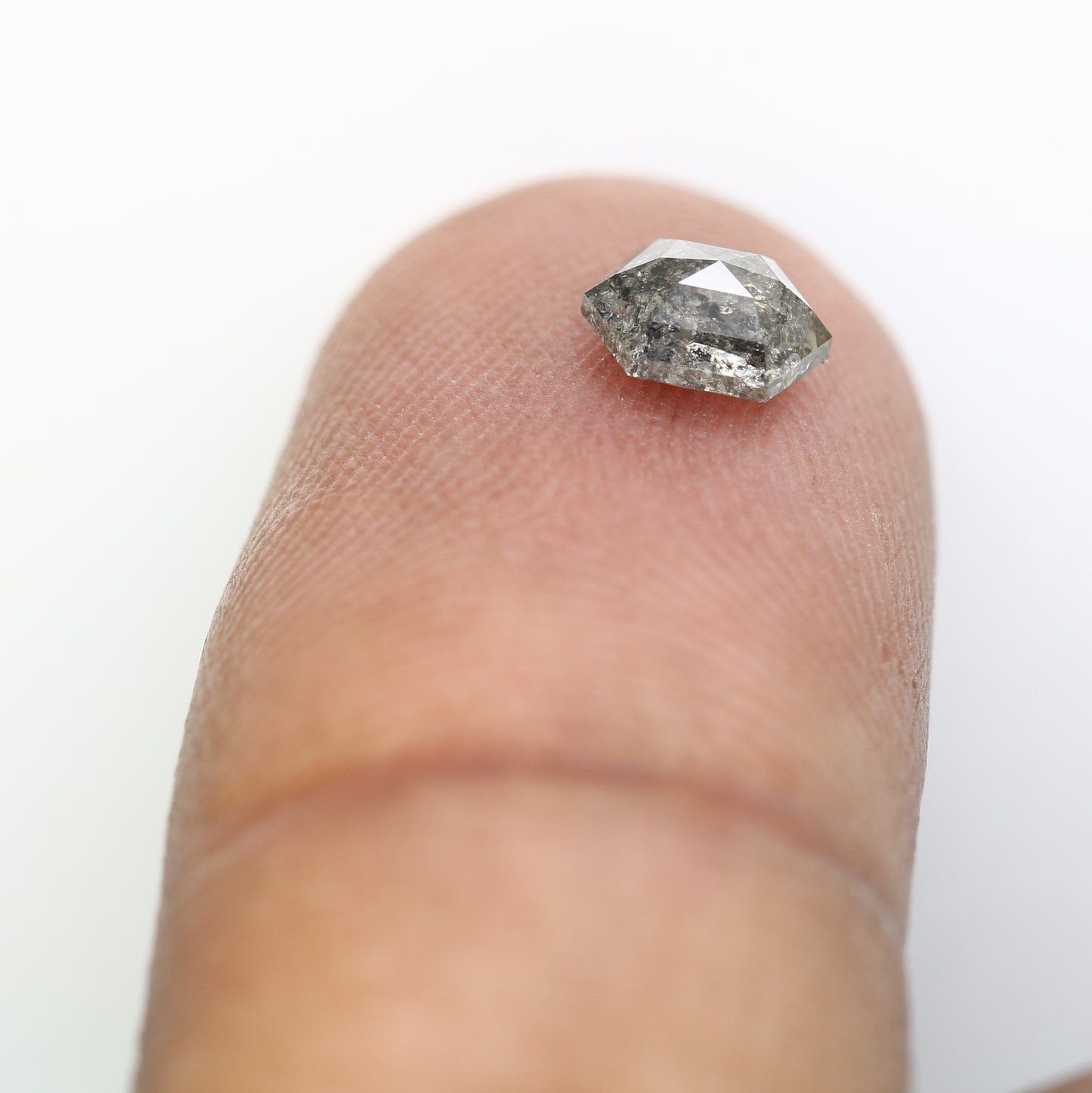 0.72 CT Salt And Pepper Elongated Hexagon Shape Natural Diamond For Engagement Ring - JayKrishna Diamond