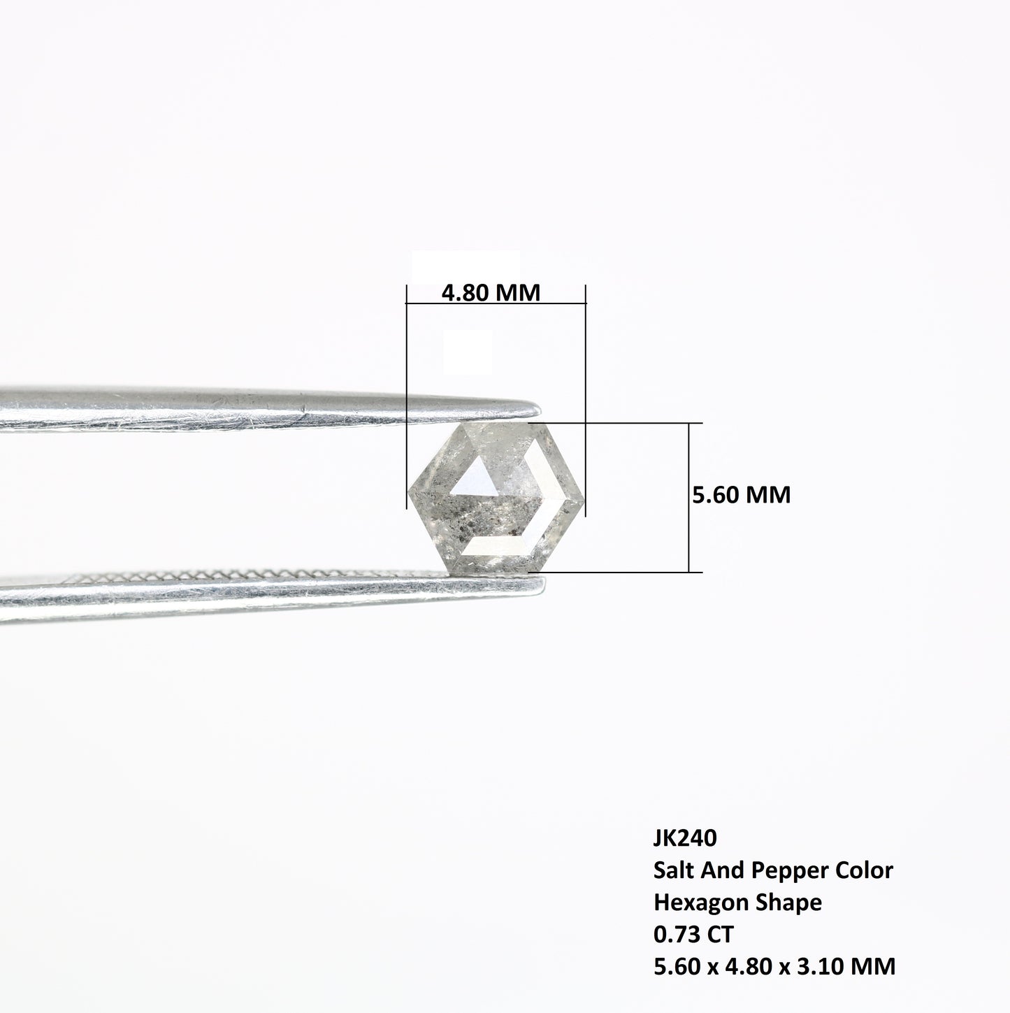 0.73 Carat Hexagon Cut Loose Salt And Pepper Diamond For Engagement Ring - JayKrishna Diamond