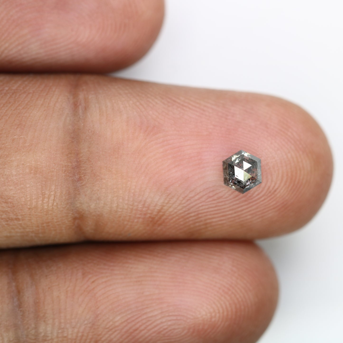 0.49 Ct 4.90 MM Loose Salt And Pepper Hexagon Shaped Diamond For Wedding Ring - JayKrishna Diamond
