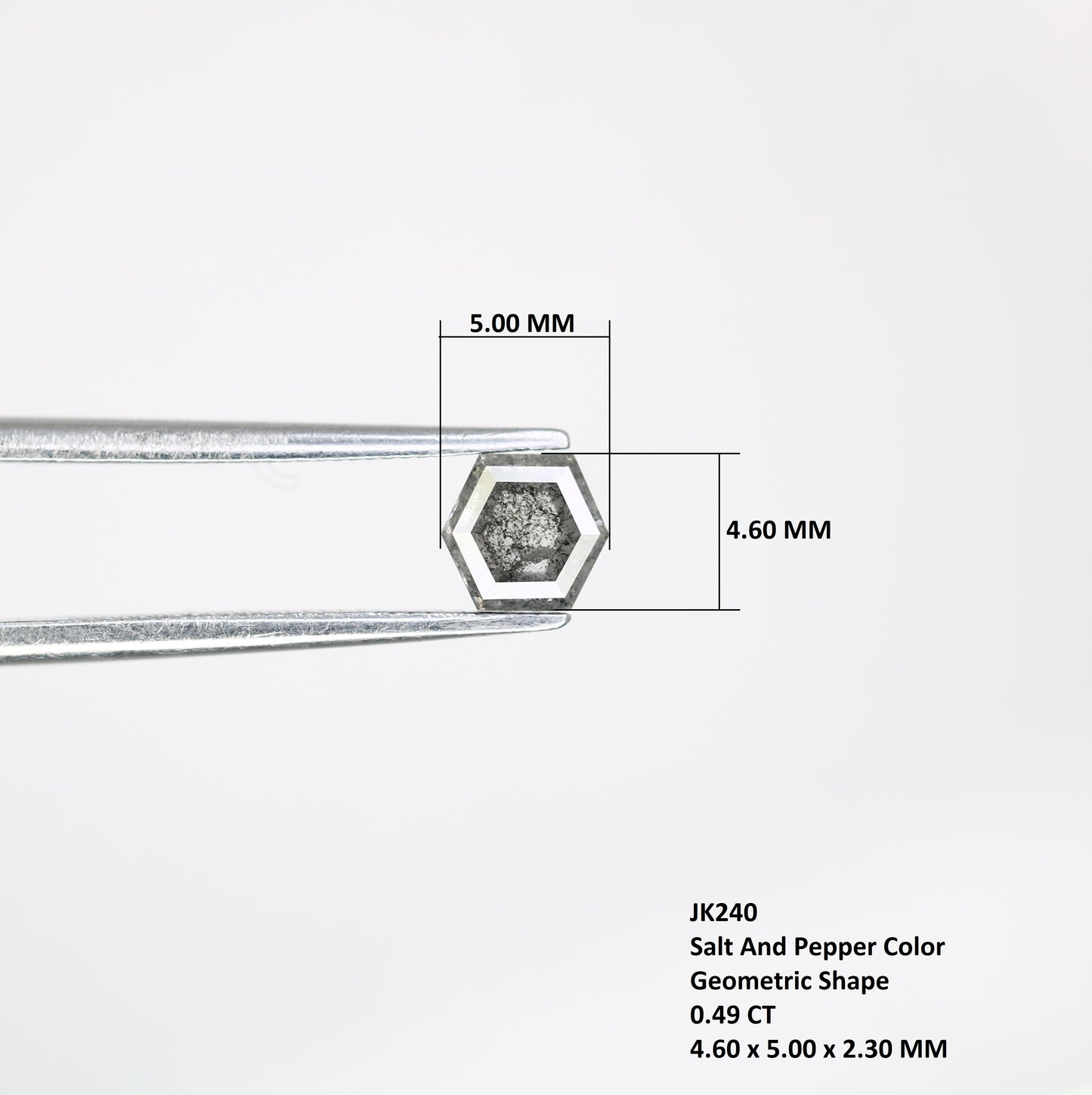 0.49 CT Salt And Pepper 4.60 MM Geometric Shape Diamond For Statement Ring - JayKrishna Diamond