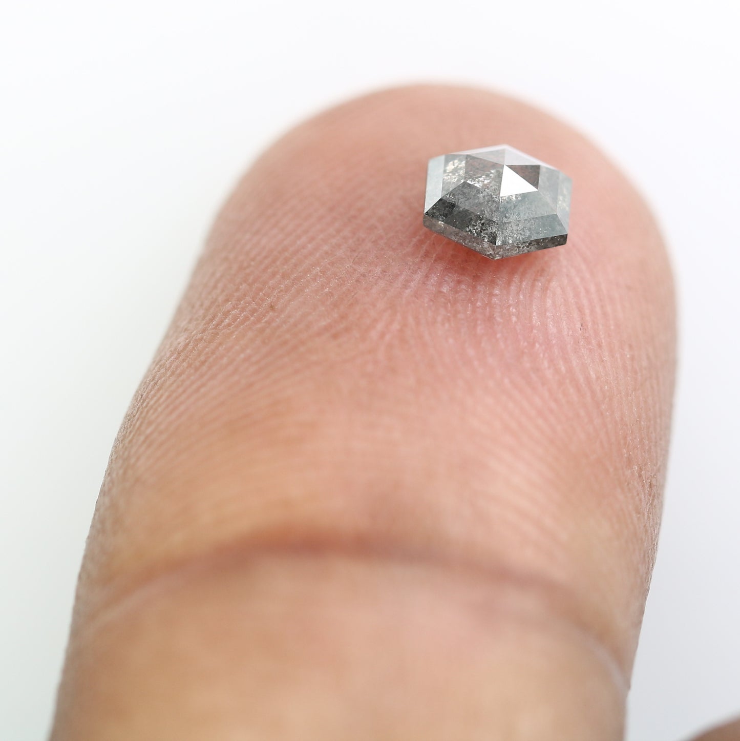 0.49 CT Salt And Pepper 4.60 MM Geometric Shape Diamond For Statement Ring - JayKrishna Diamond