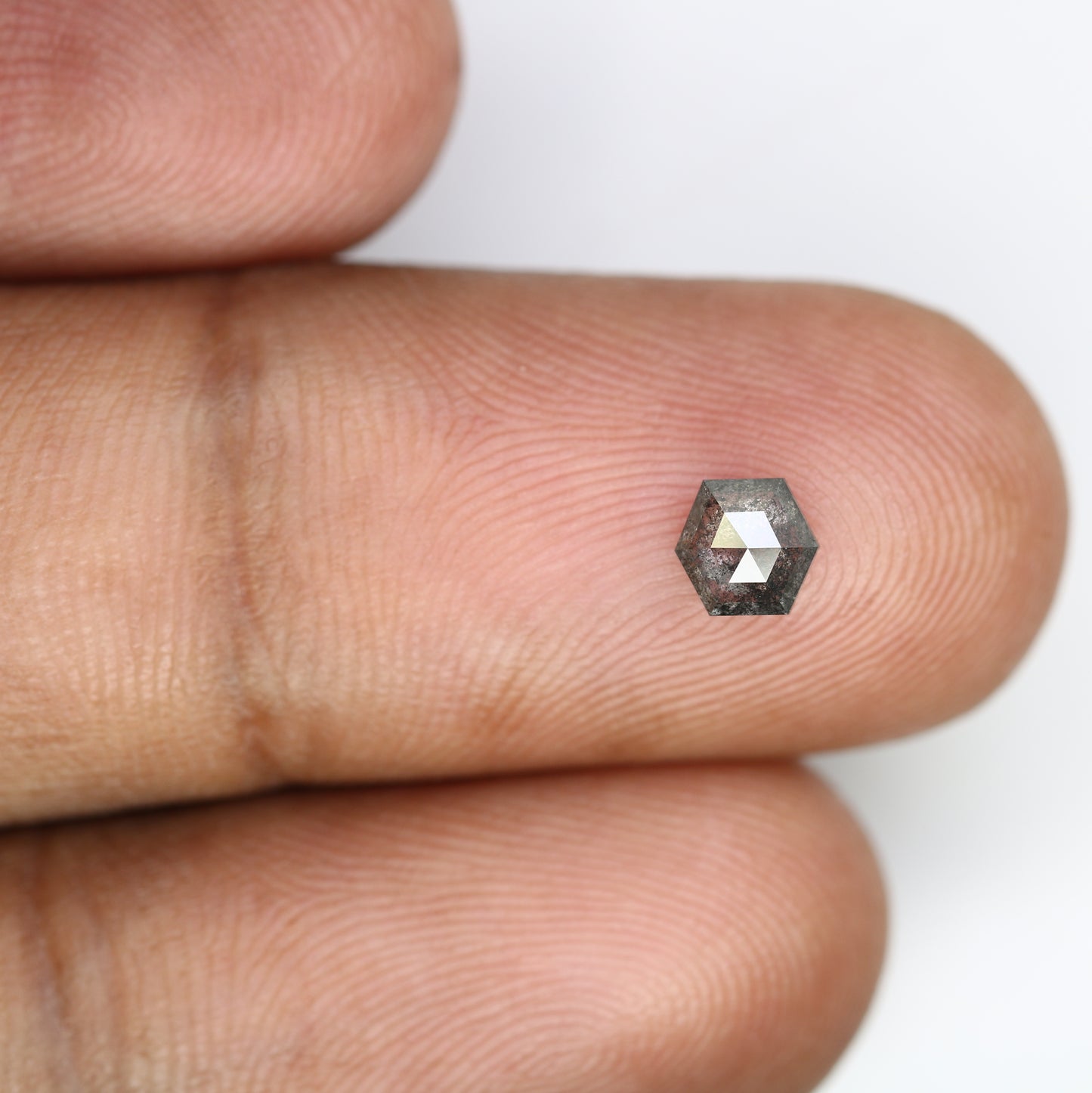 0.49 CT Salt And Pepper 4.60 MM Geometric Shape Diamond For Statement Ring - JayKrishna Diamond