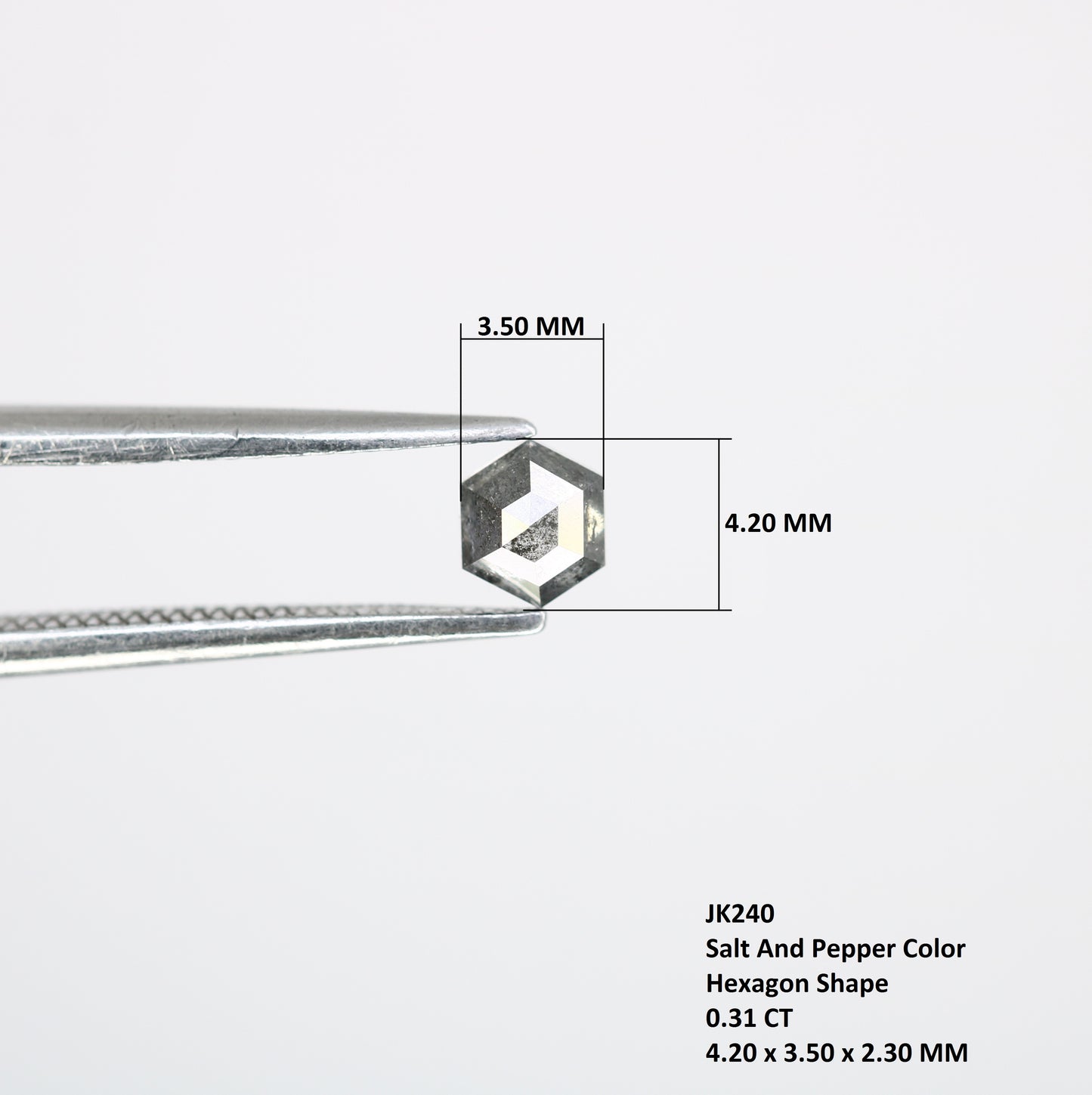 0.31 Carat Salt and Pepper 4.20 MM Hexagon Shape Diamond – Perfect for Proposal Rings | Unique Salt and Pepper Hexagon Diamond - JayKrishna Diamond