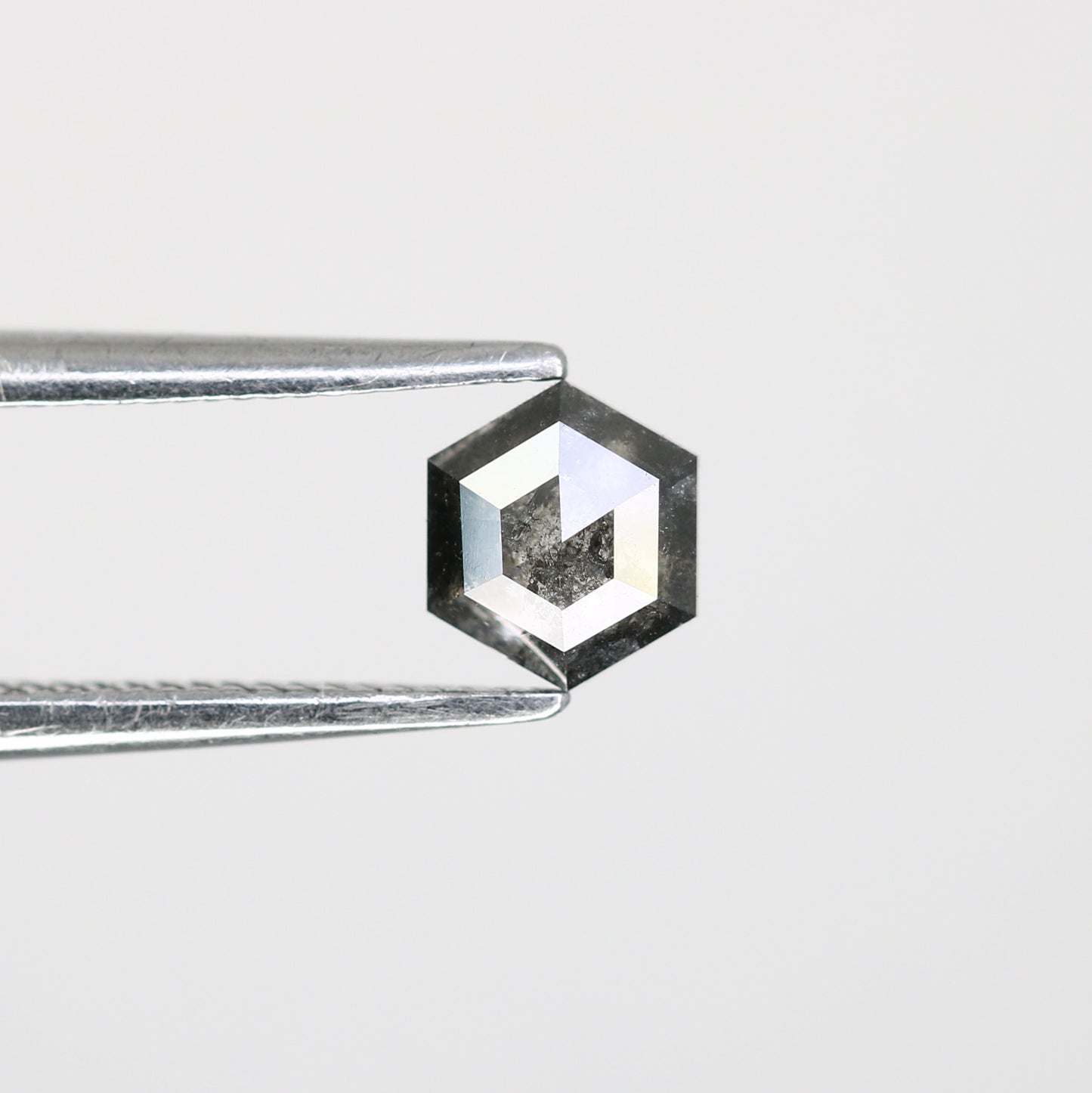 0.50 CT Salt And Pepper Hexagon Shaped 5.20 MM Diamond For Promise Ring - JayKrishna Diamond