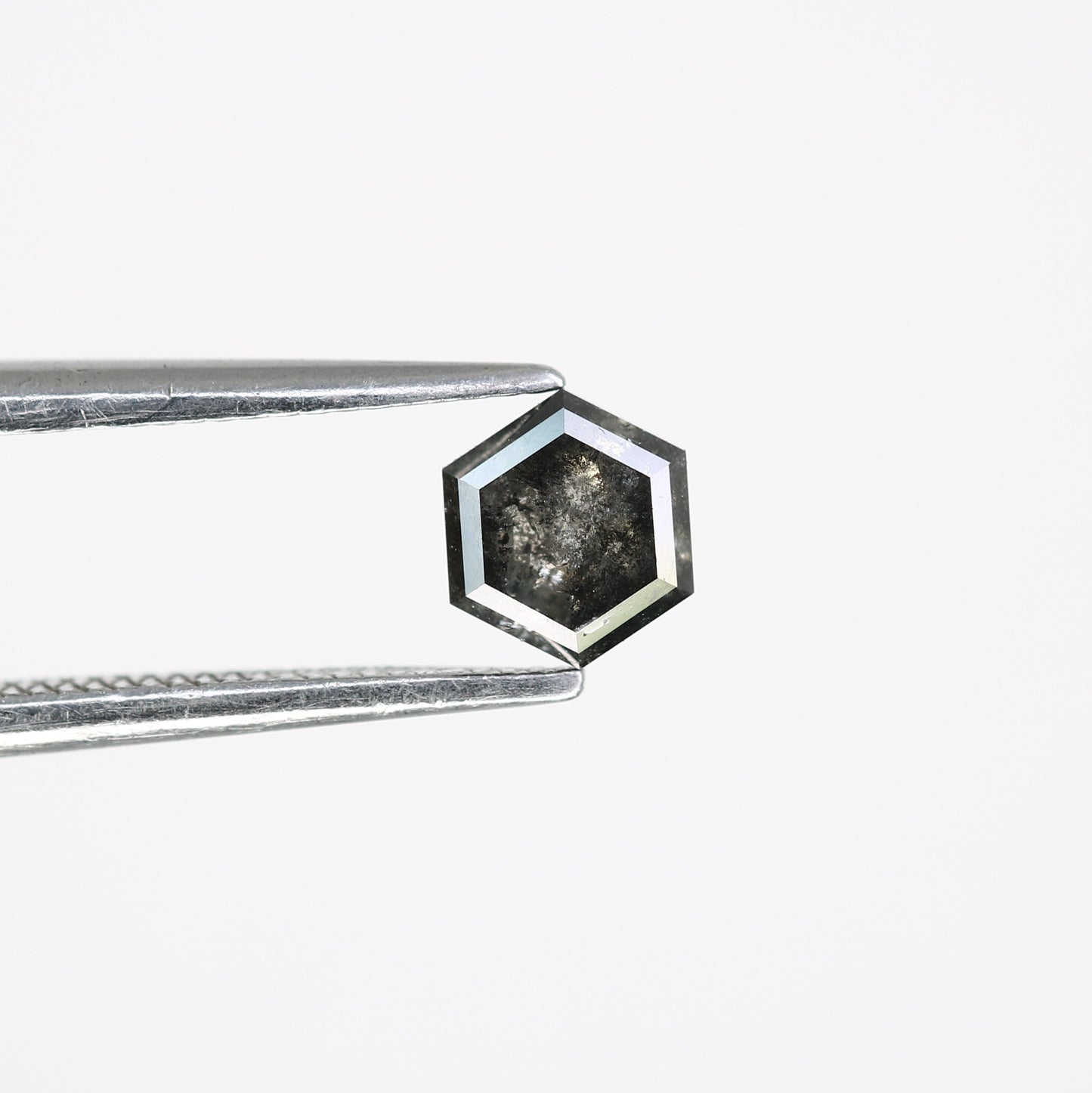 0.50 CT Salt And Pepper Hexagon Shaped 5.20 MM Diamond For Promise Ring - JayKrishna Diamond