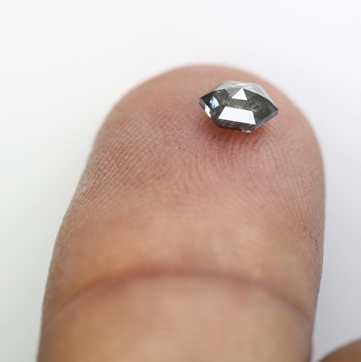 0.50 CT Salt And Pepper Hexagon Shaped 5.20 MM Diamond For Promise Ring - JayKrishna Diamond