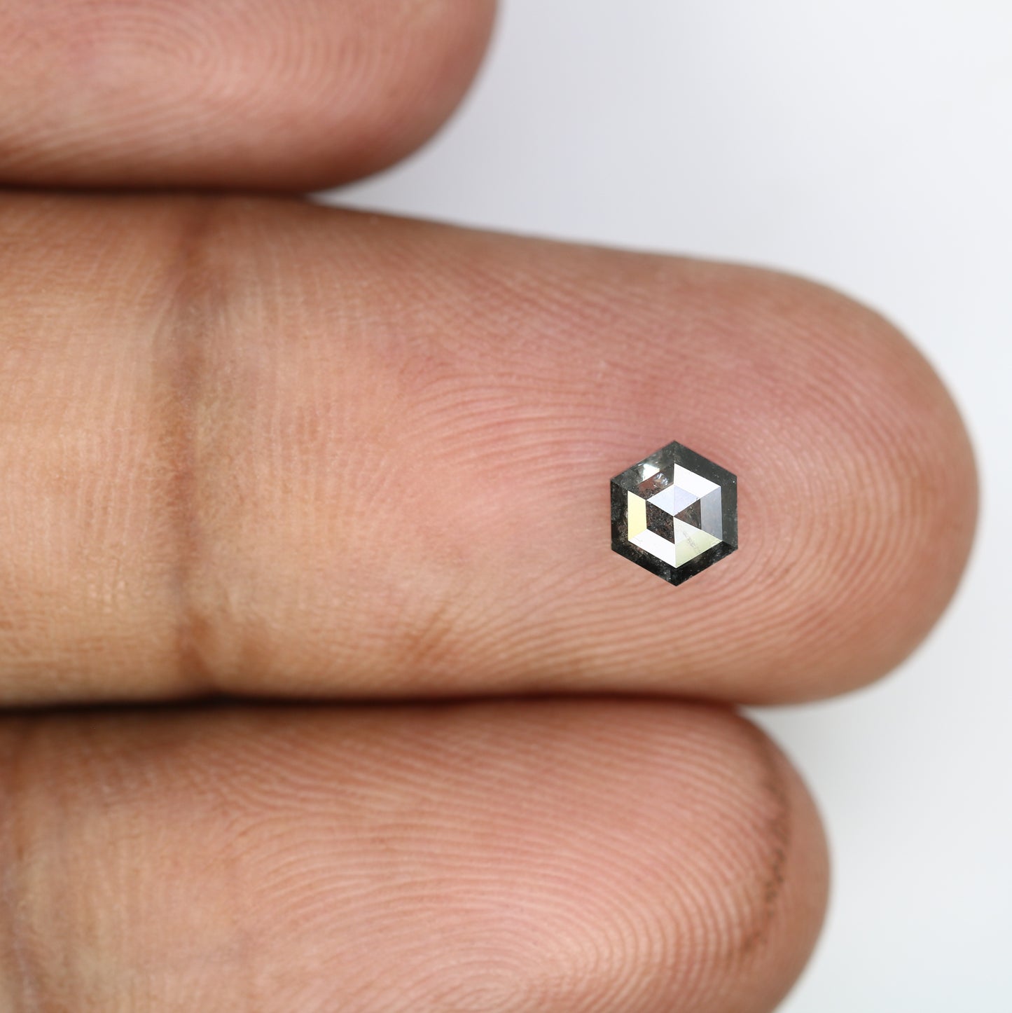 0.50 CT Salt And Pepper Hexagon Shaped 5.20 MM Diamond For Promise Ring - JayKrishna Diamond