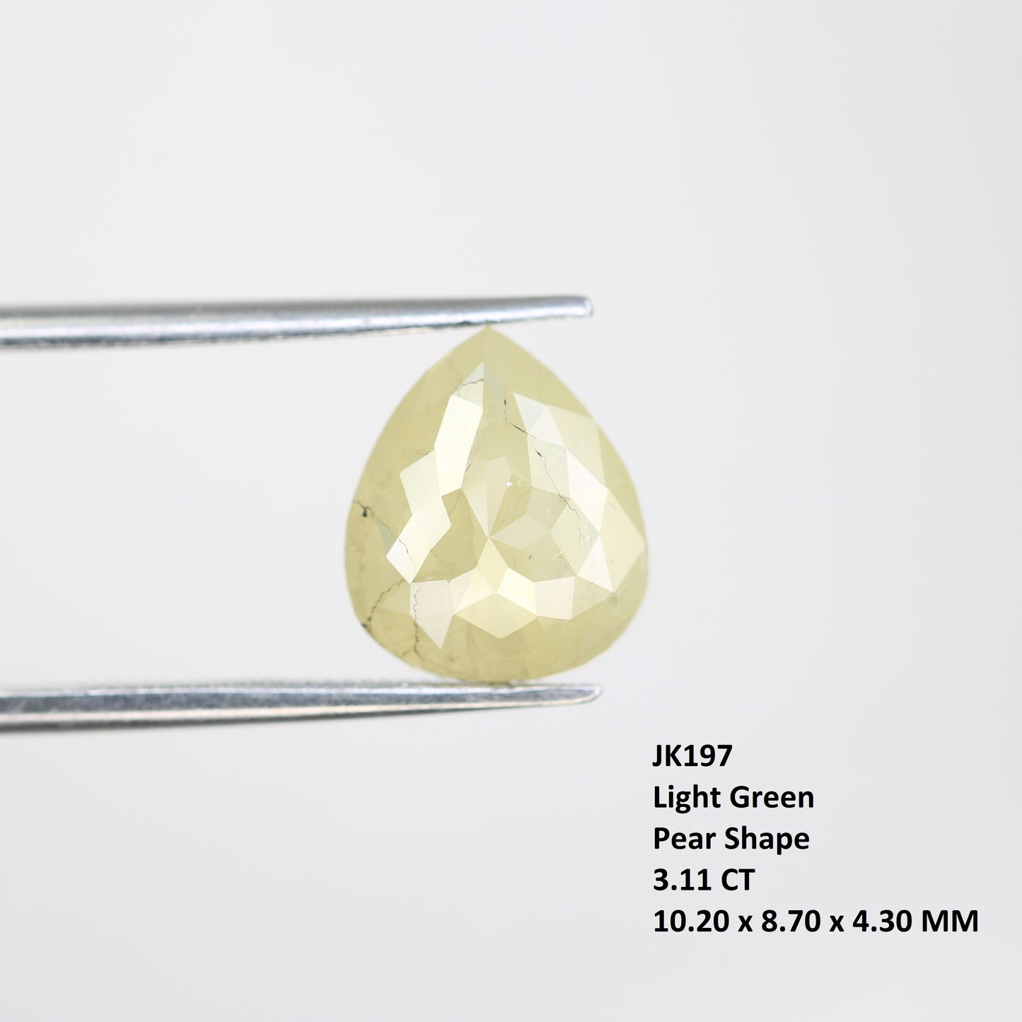 3.11 Carat Pear Shape Light Green Natural Loose Diamond For Wedding Ring - JayKrishna Diamond