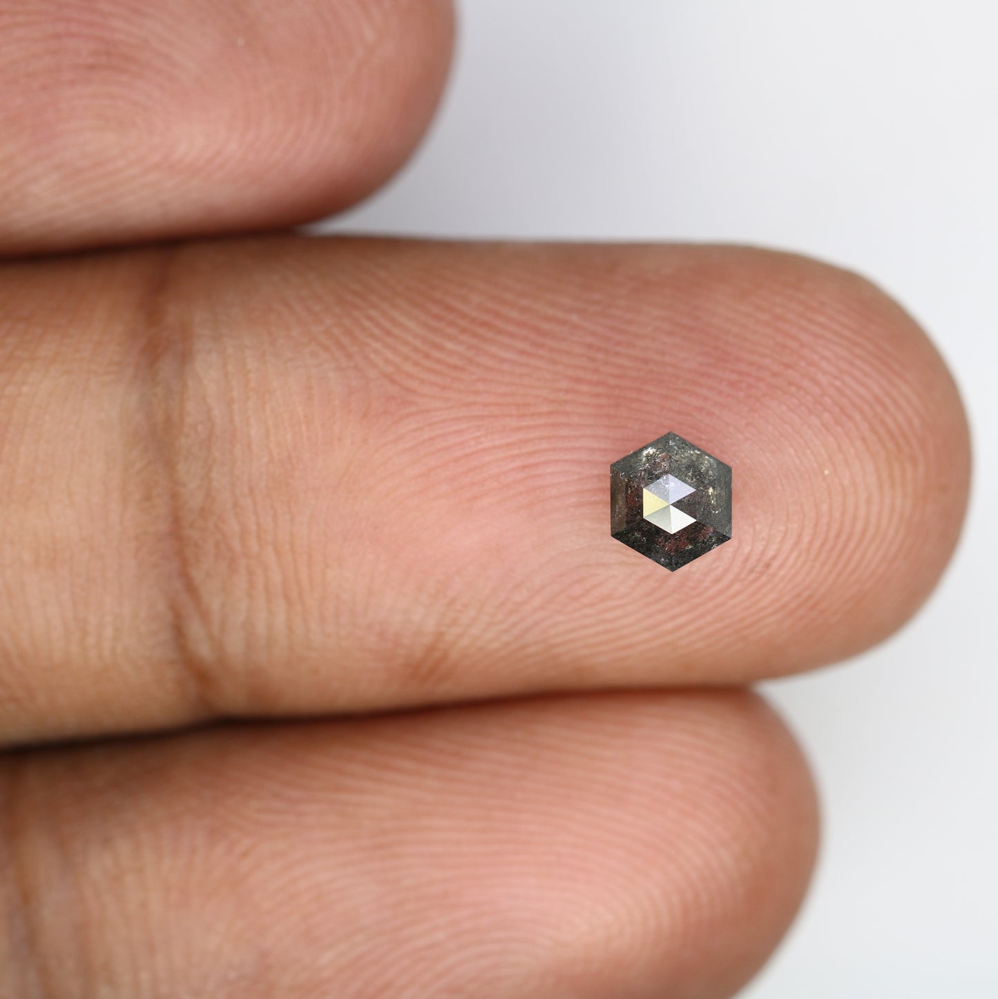 0.50 CT Hexagon Shape 5.00 MM Salt And Pepper Natural Diamond For Engagement Ring - JayKrishna Diamond