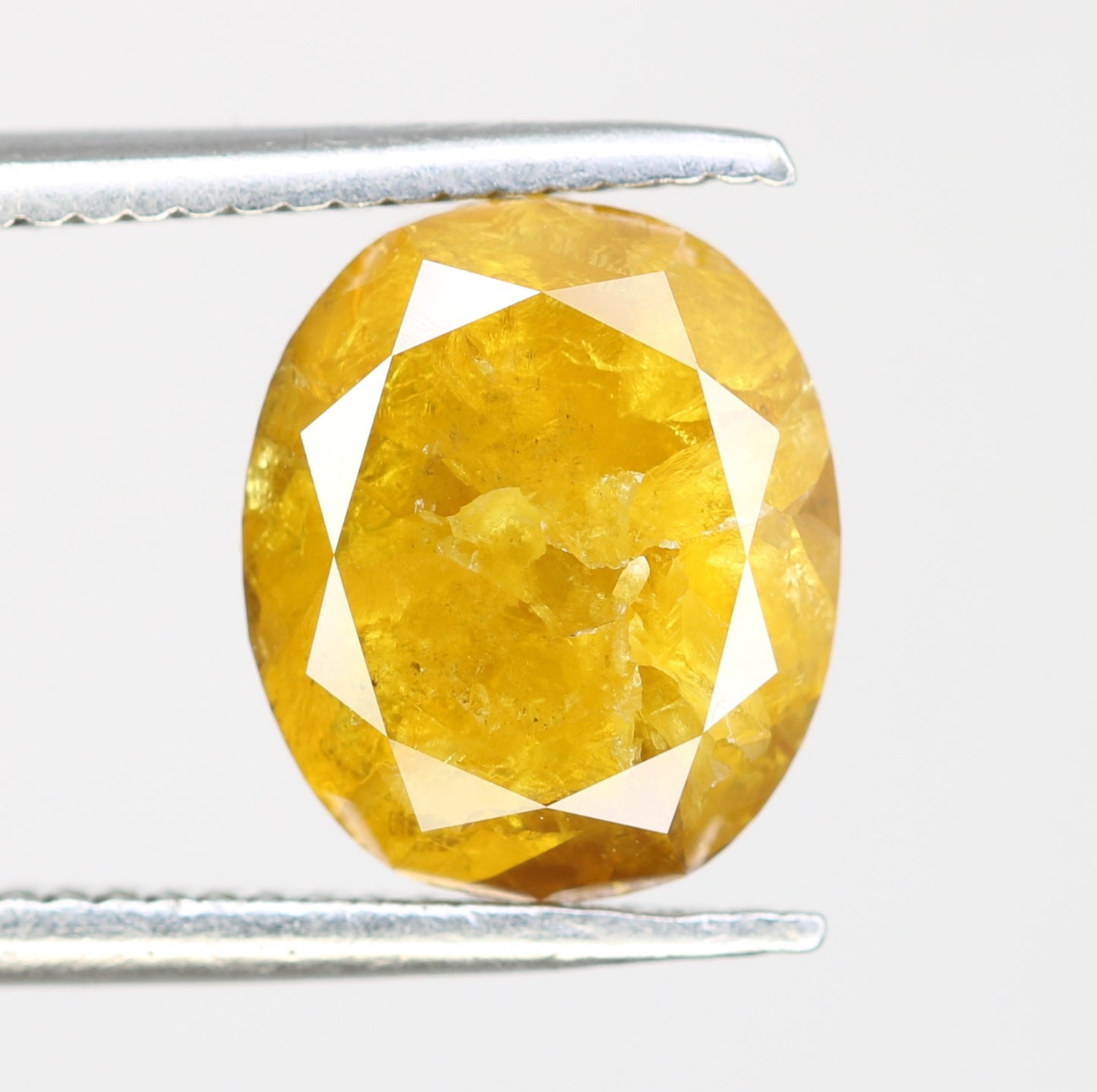3.07 Carat Oval Shape Loose Natural Rustic Yellow Color Diamond - JayKrishna Diamond