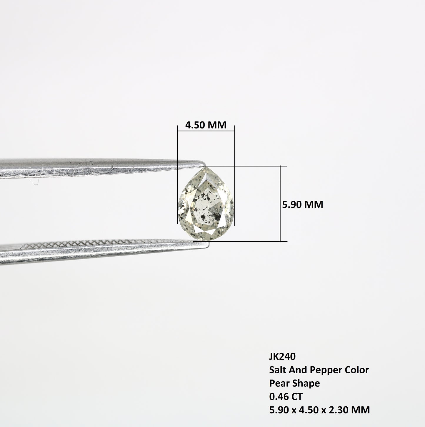 0.46 CT Natural Pear Shape 5.90 MM Salt And Pepper Diamond | Loose Diamond for Engagement Ring - JayKrishna Diamond