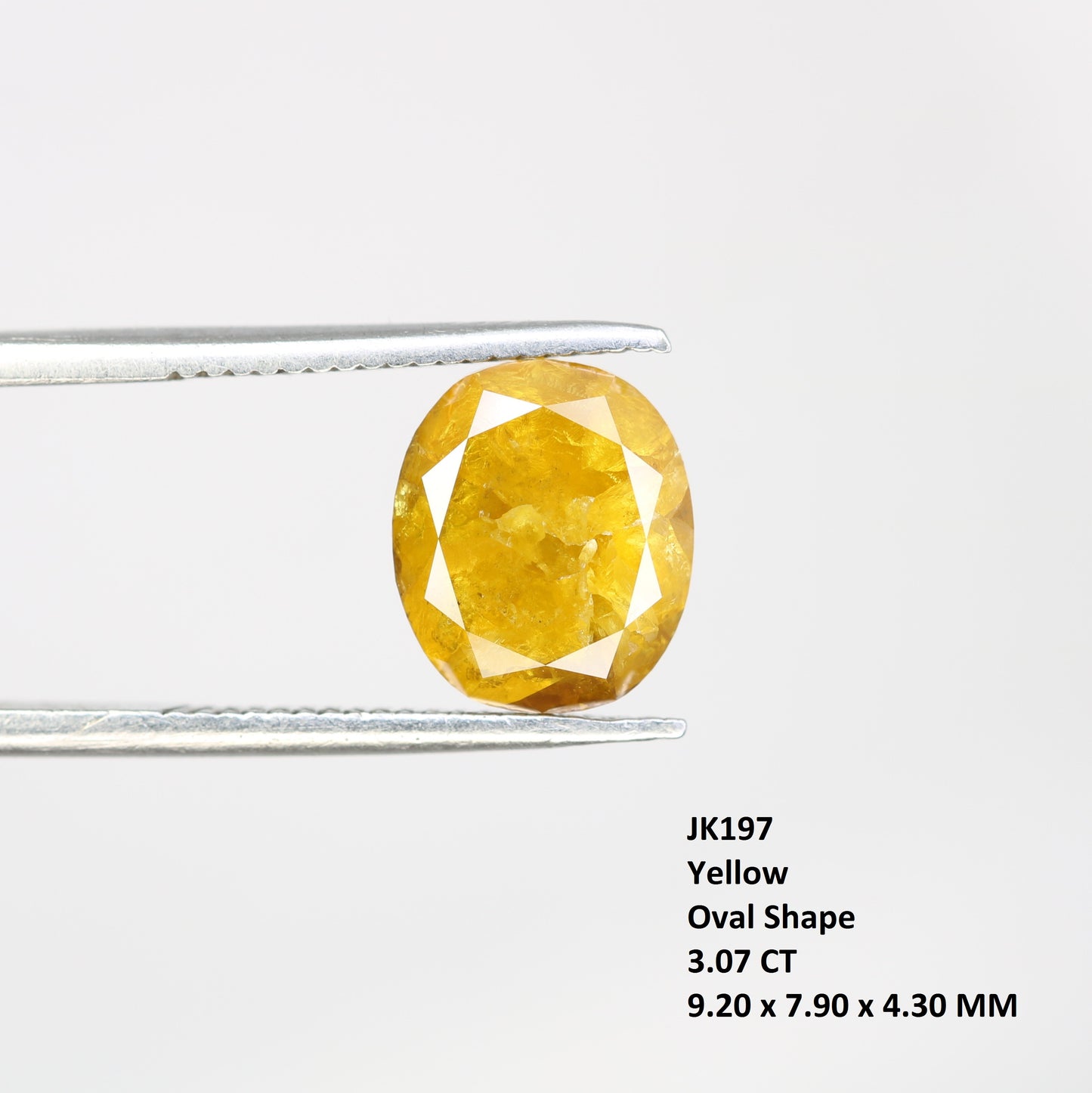 3.07 Carat Oval Shape Loose Natural Rustic Yellow Color Diamond - JayKrishna Diamond