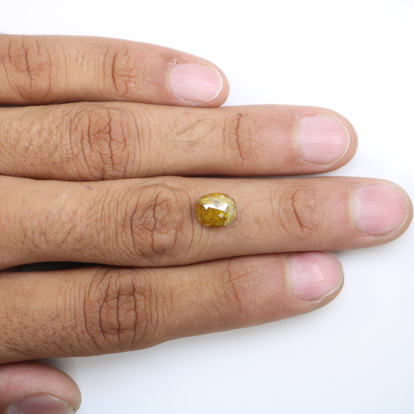 3.07 Carat Oval Shape Loose Natural Rustic Yellow Color Diamond - JayKrishna Diamond